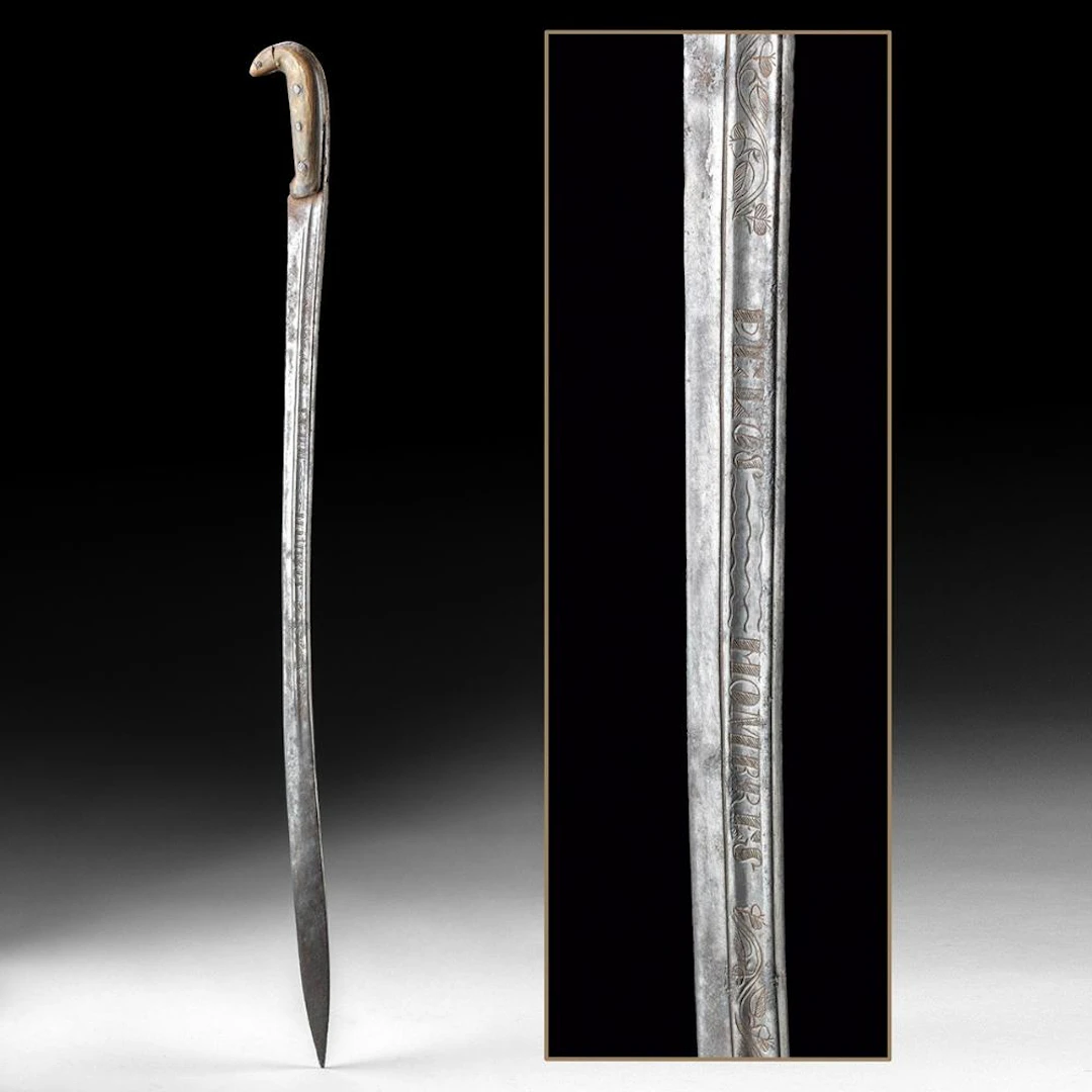19th C. Mexican Steel Machete - Etched "Soi Amigo Fiel" Motto