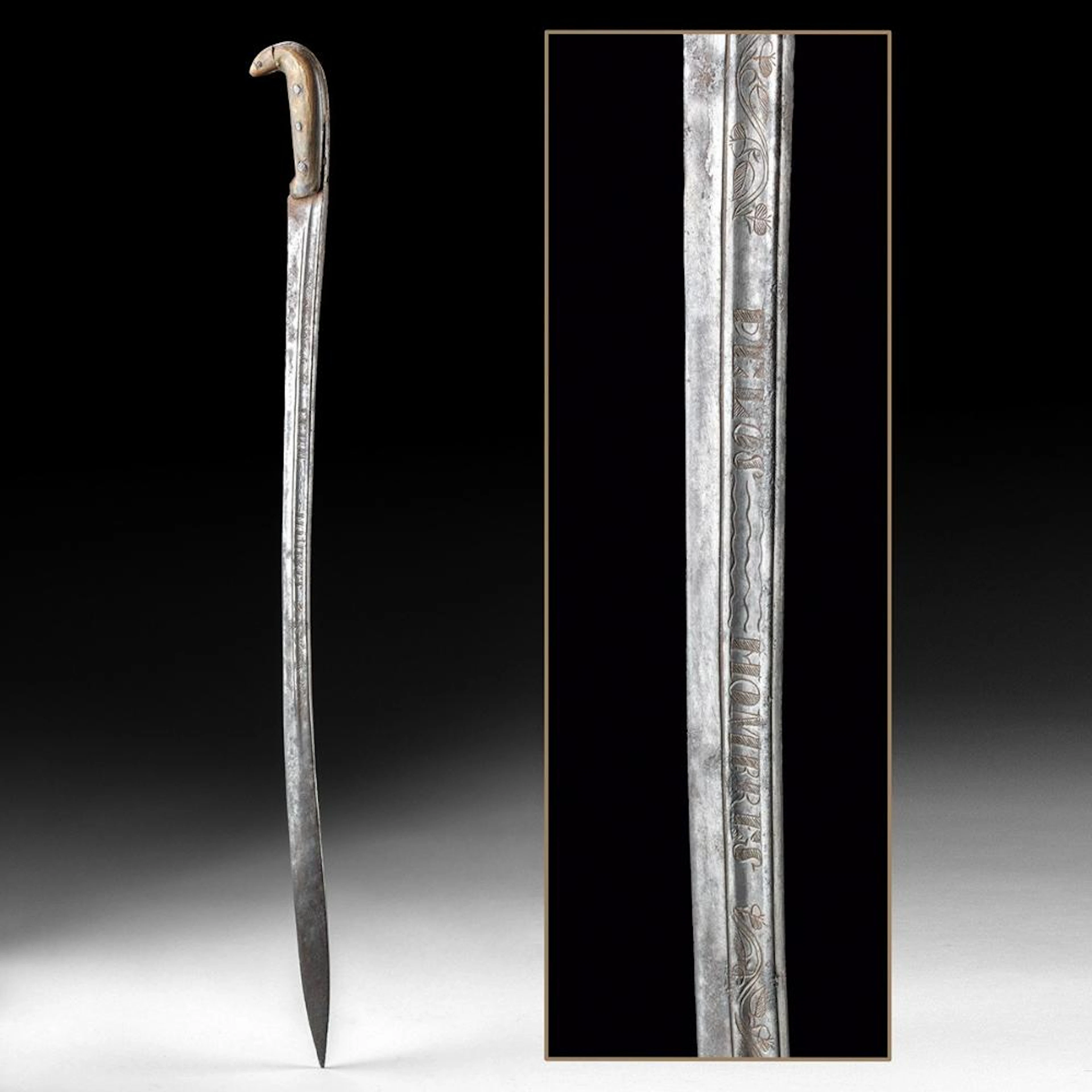 19th C. Mexican Steel Machete - Etched "Soi Amigo Fiel" Motto