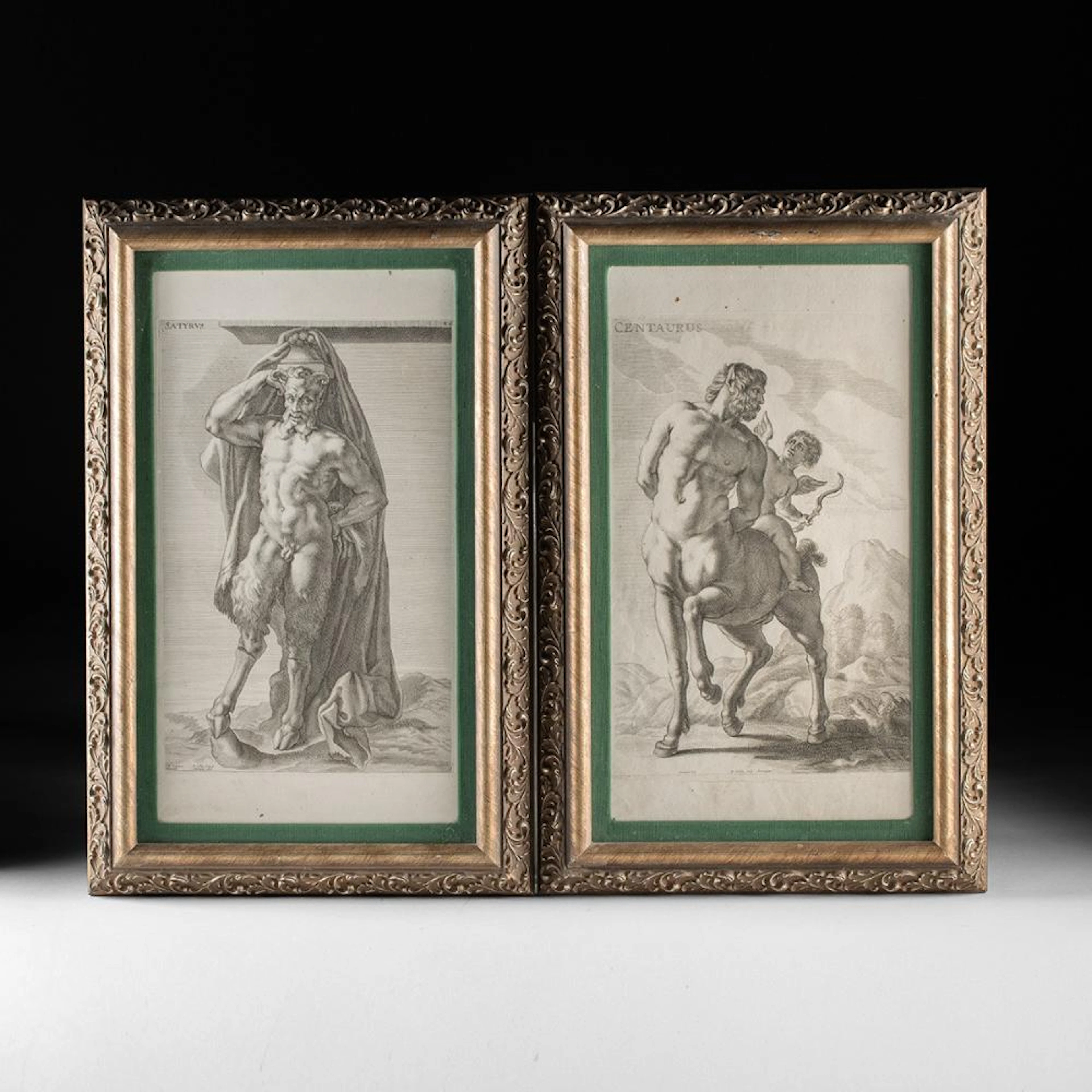 Two 17th C. Engravings by Joachim von Sandrart - Centaur & Satyr