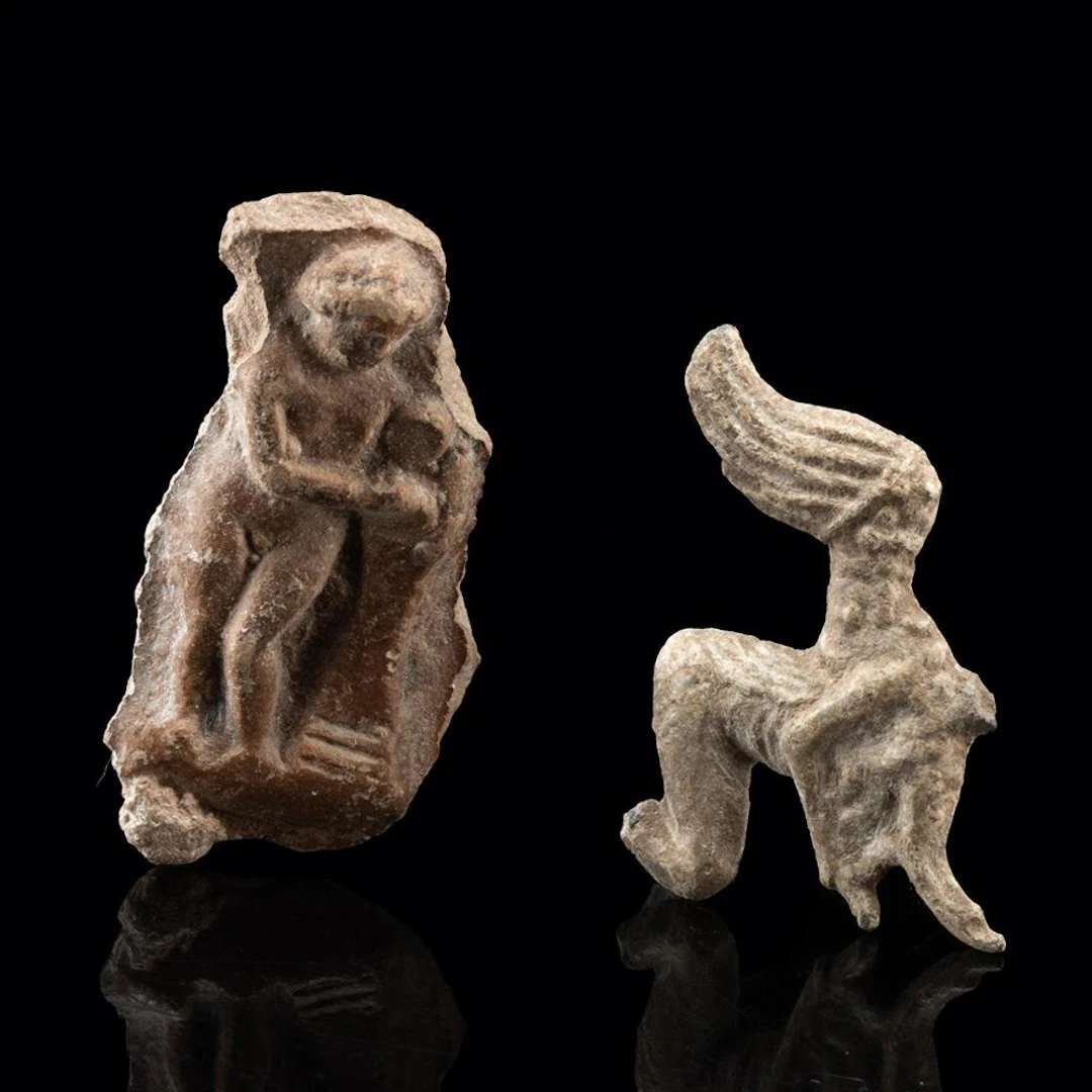 2 Ancient Relief Figures - Roman Apollo & Scythian Nike