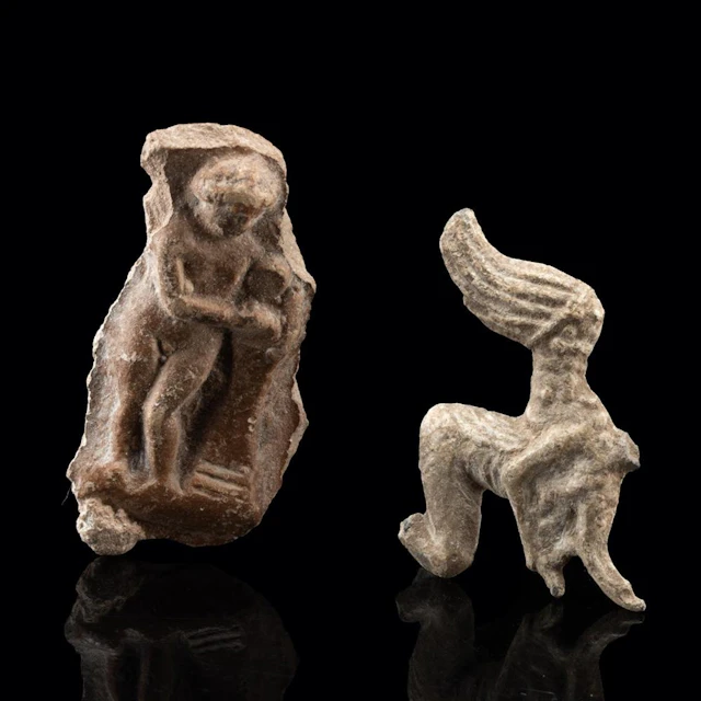 2 Ancient Relief Figures - Roman Apollo & Scythian Nike