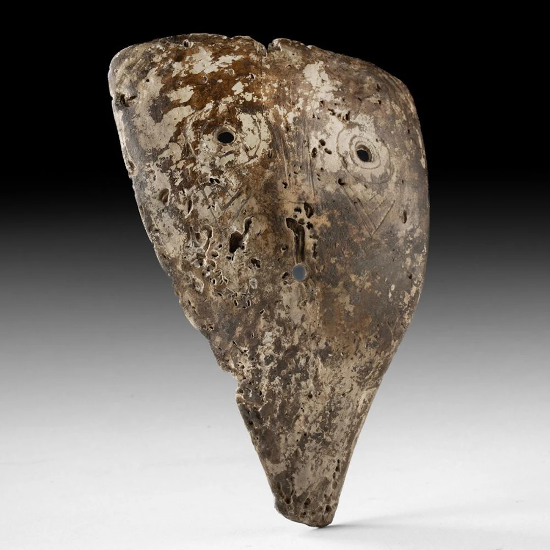 Mississippian Shell Maskette Gorget | Forked Eye Motif