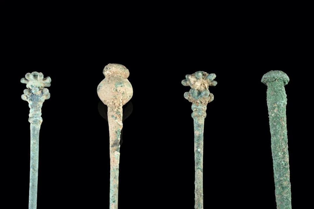 Group of 4 Luristan Dress Pins, Varied Finials