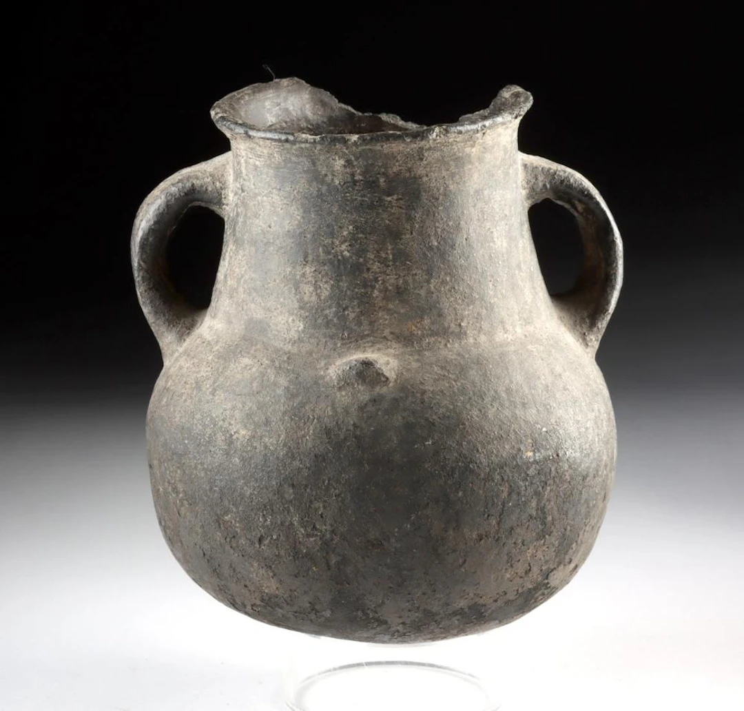 18th-19th C. Arikara Pottery Jar - Twin Handles, Missouri River