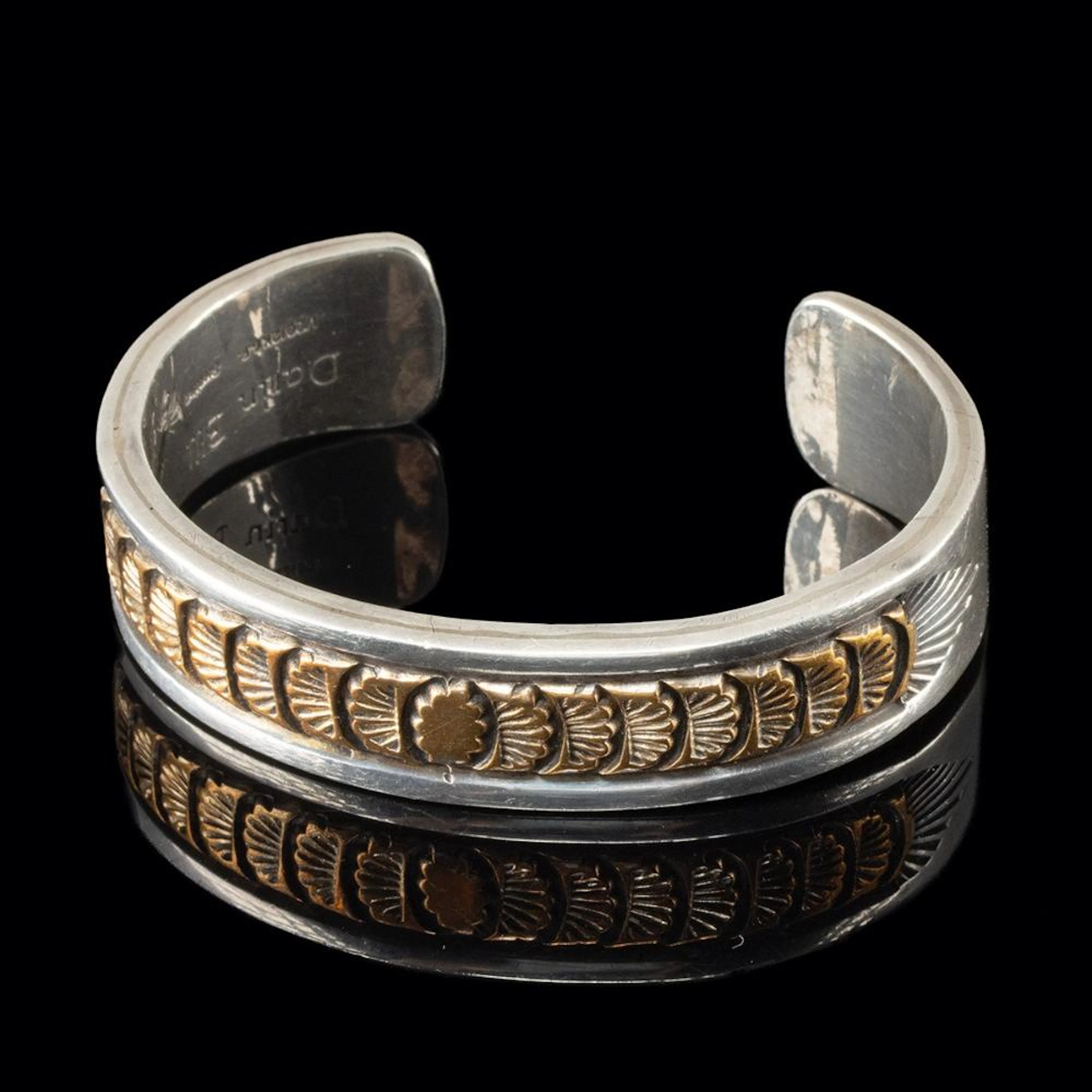 Navajo Darin Bill Silver & 12K Gold Cuff