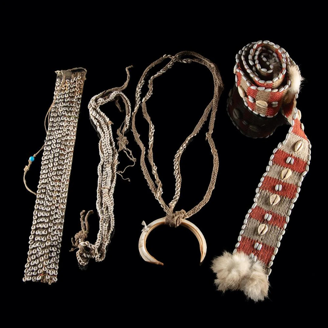 Papua New Guinea Fiber Adornments - Cowrie Shell & Boar Tusk