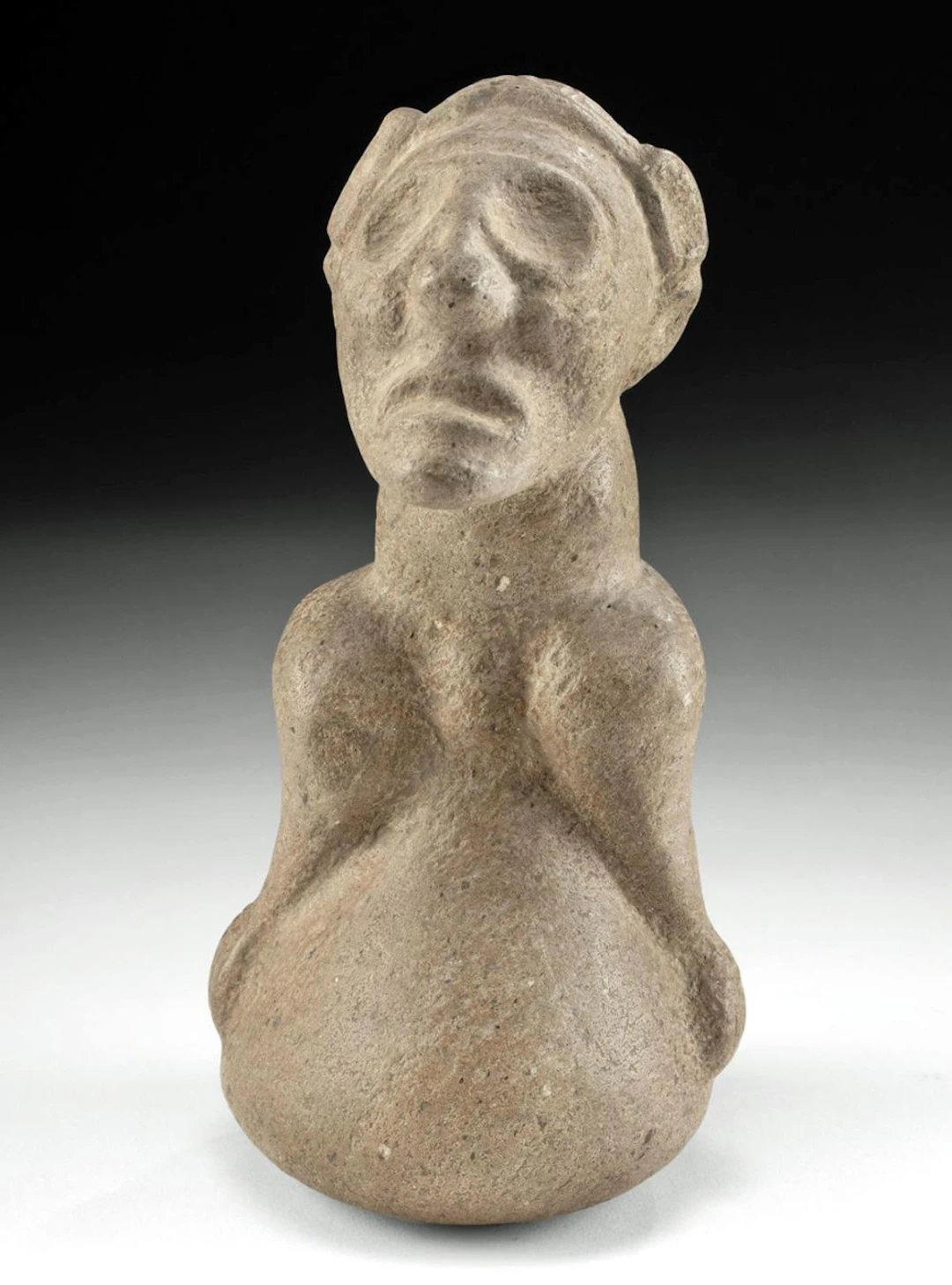 Taino Stone Figural Zemi Pestle, Transformative Figure