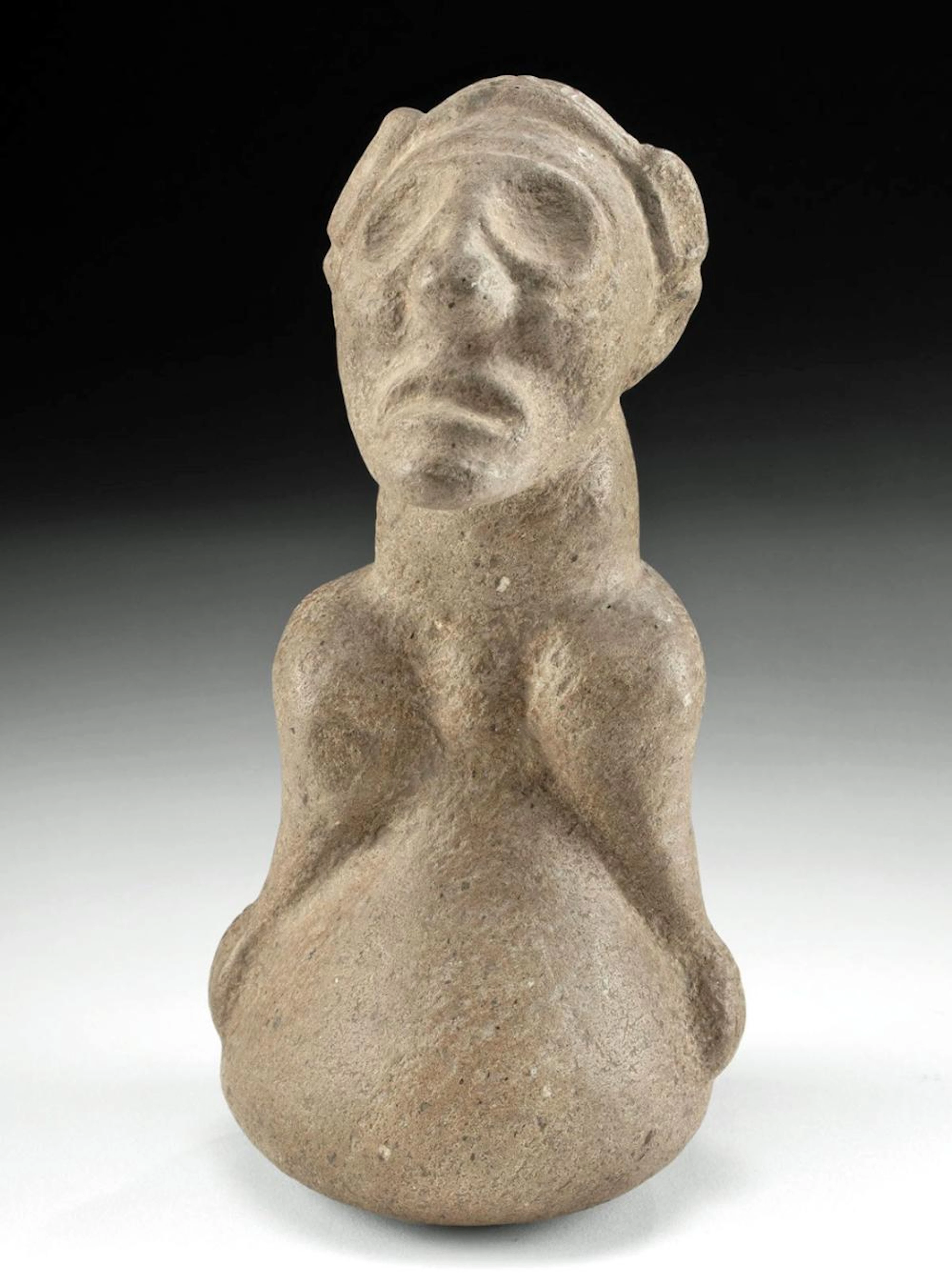 Taino Stone Figural Zemi Pestle, Transformative Figure