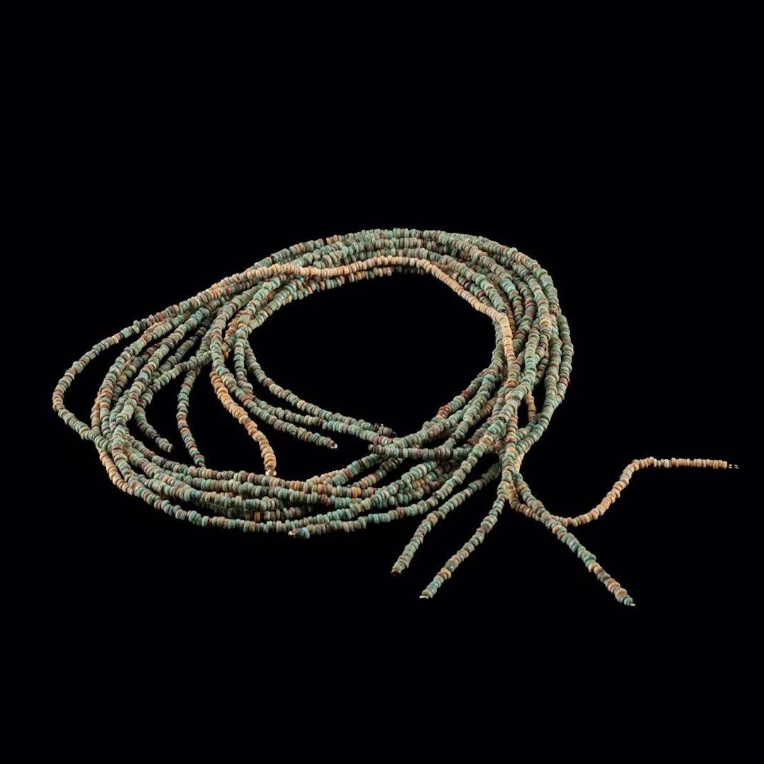 Egyptian Faience Bead Strands - Six Lengths of Turquoise Seed Beads