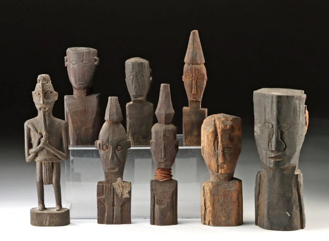 8 Indonesian Dayak Wood Hampatongs (Guardian Figures)