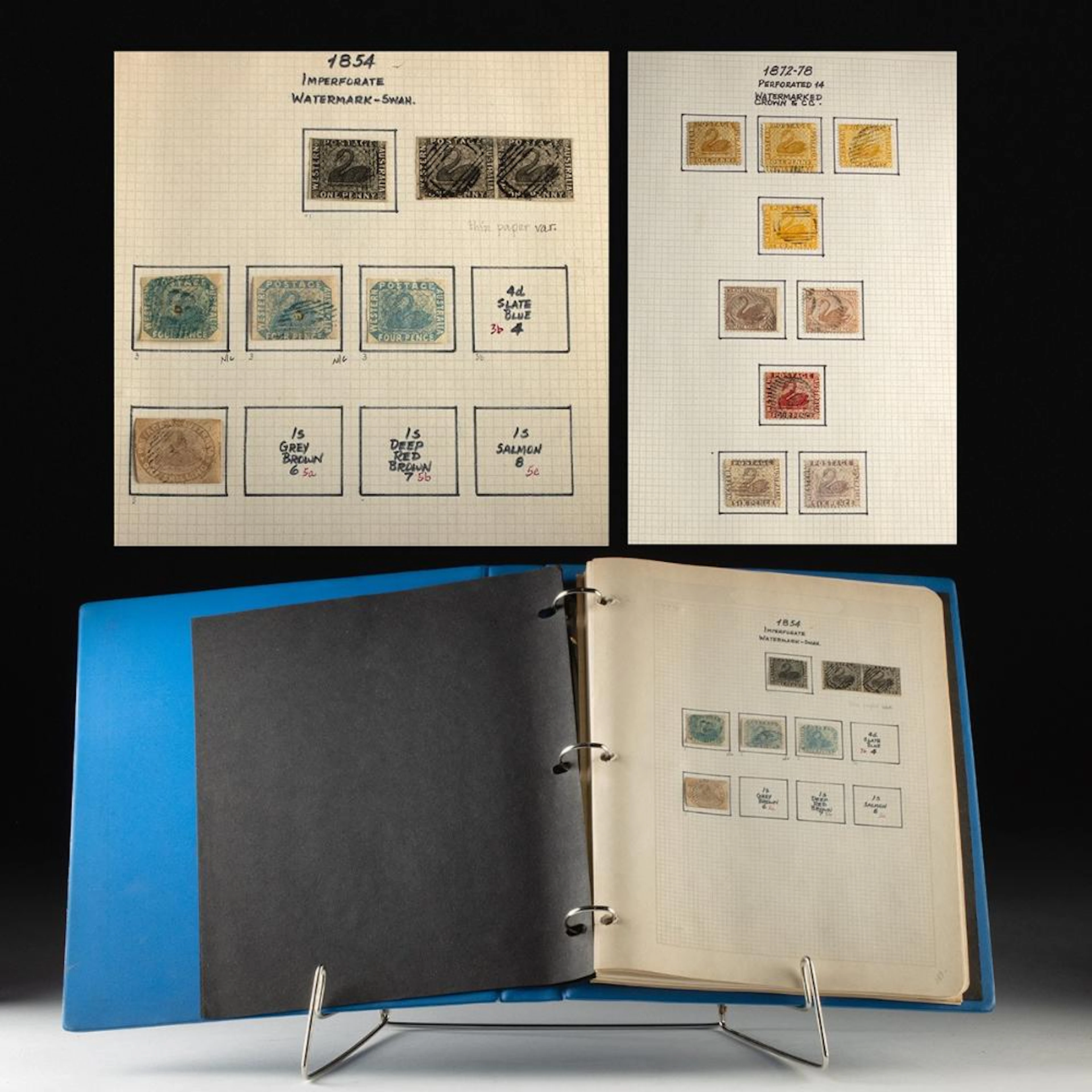 Western Australia Stamp Collection, Ca. 275 Issues 1854-1912, Swan Type & Later