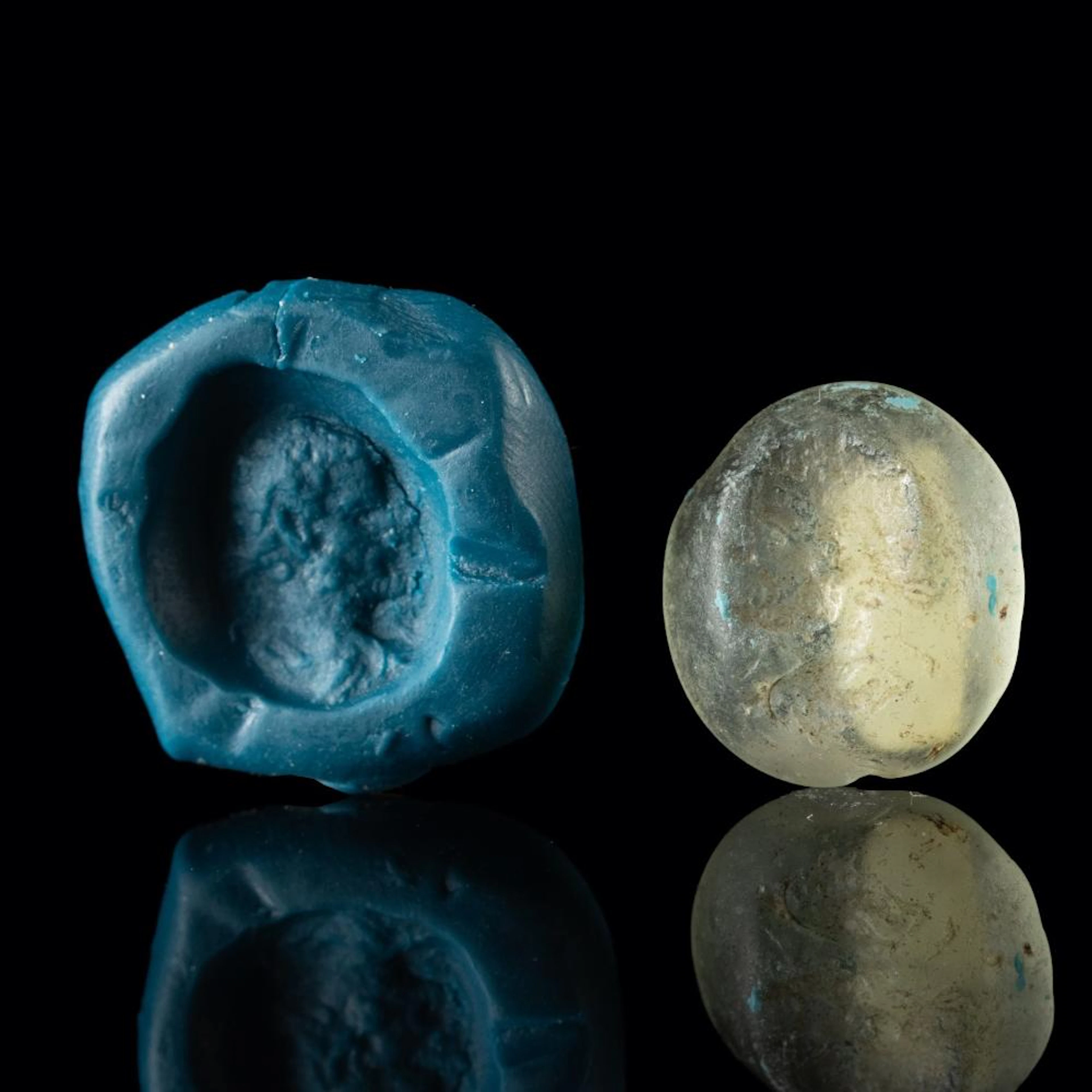 Roman Glass Intaglio - Portrait of a Bearded Man, Pale Green