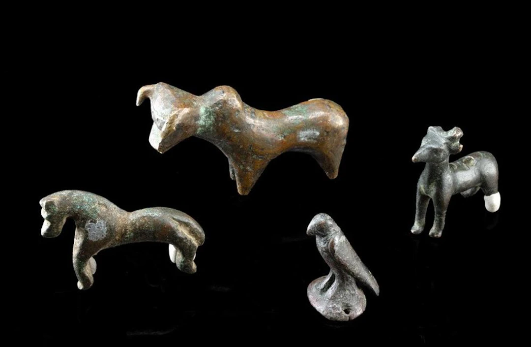 4 Ancient Miniature Animals + Luristan Bronze Zebu and Deer, Seljuk