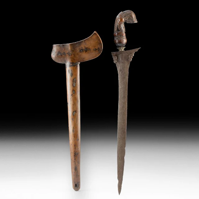 18th-19th C. Javanese Kris Sword with Inlaid Script Blade