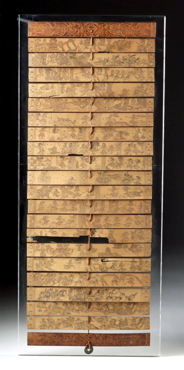 Balinese Lontar Palm Leaf Manuscript, Hindu Epic Scenes
