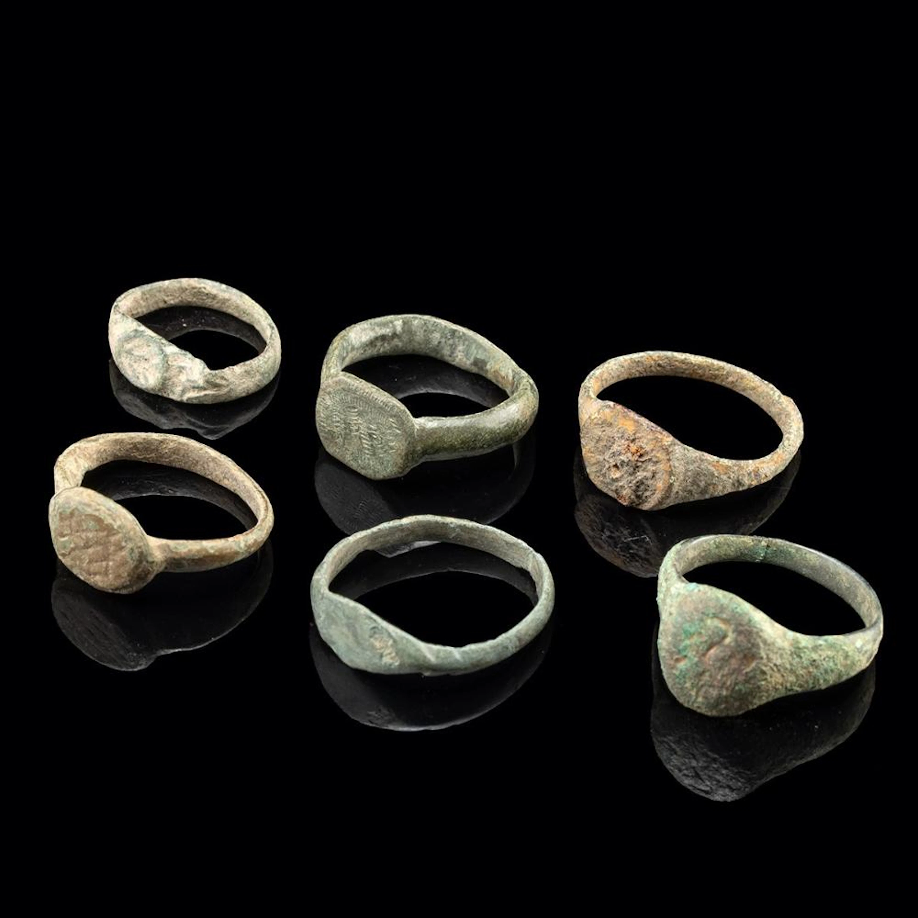Six Roman and Byzantine Signet Style Finger Rings