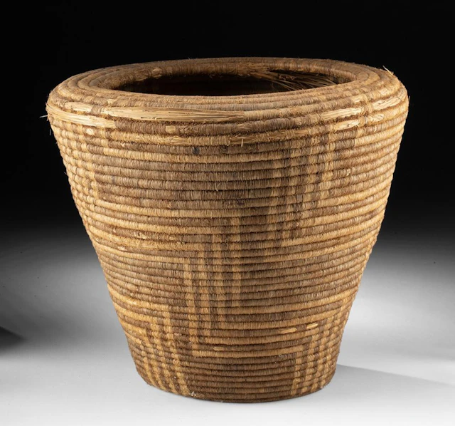 Handcrafted African Coiled Grass & Sisal Basket