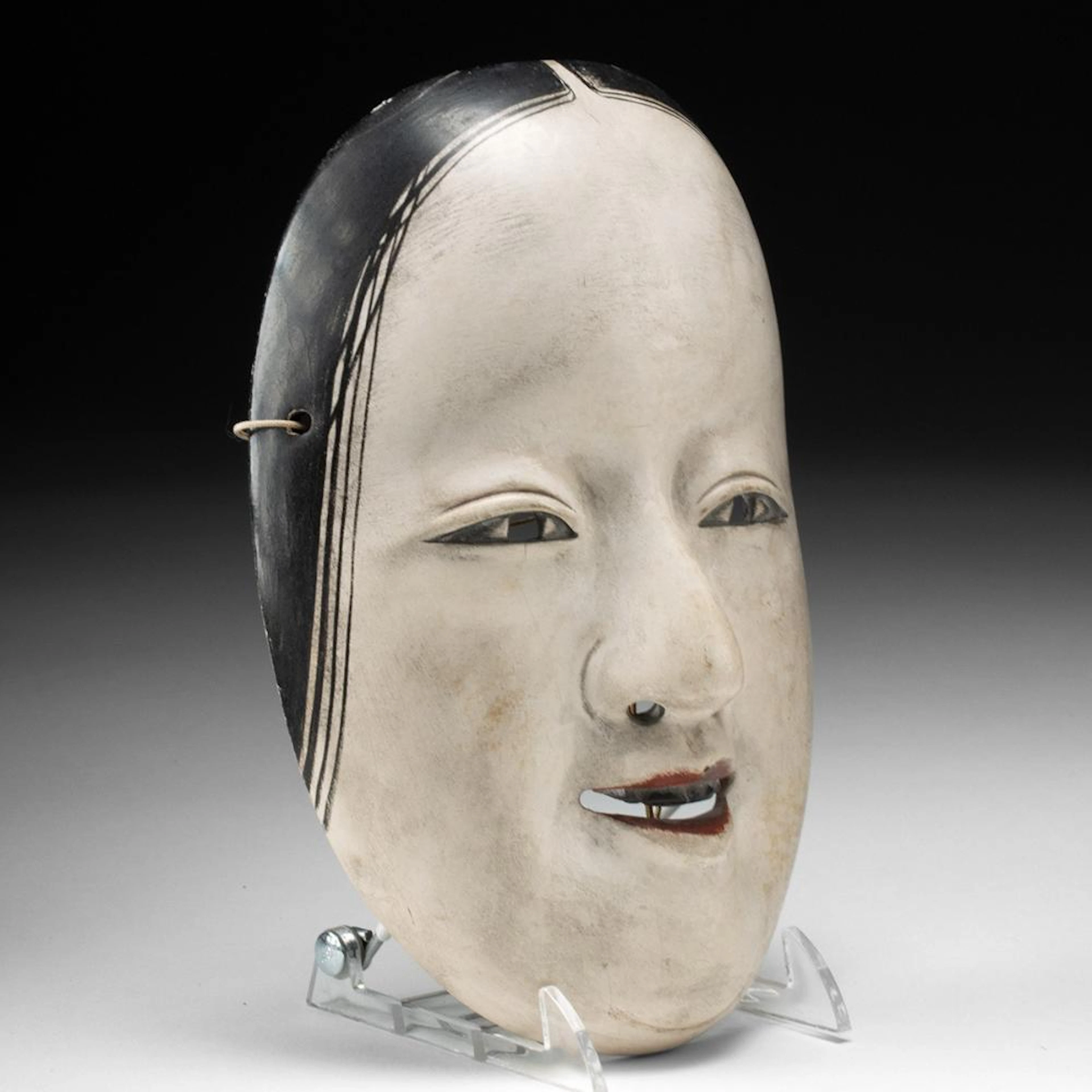 Japanese Meiji Wood Noh Mask | Young Woman, Onna Type, Marked Verso