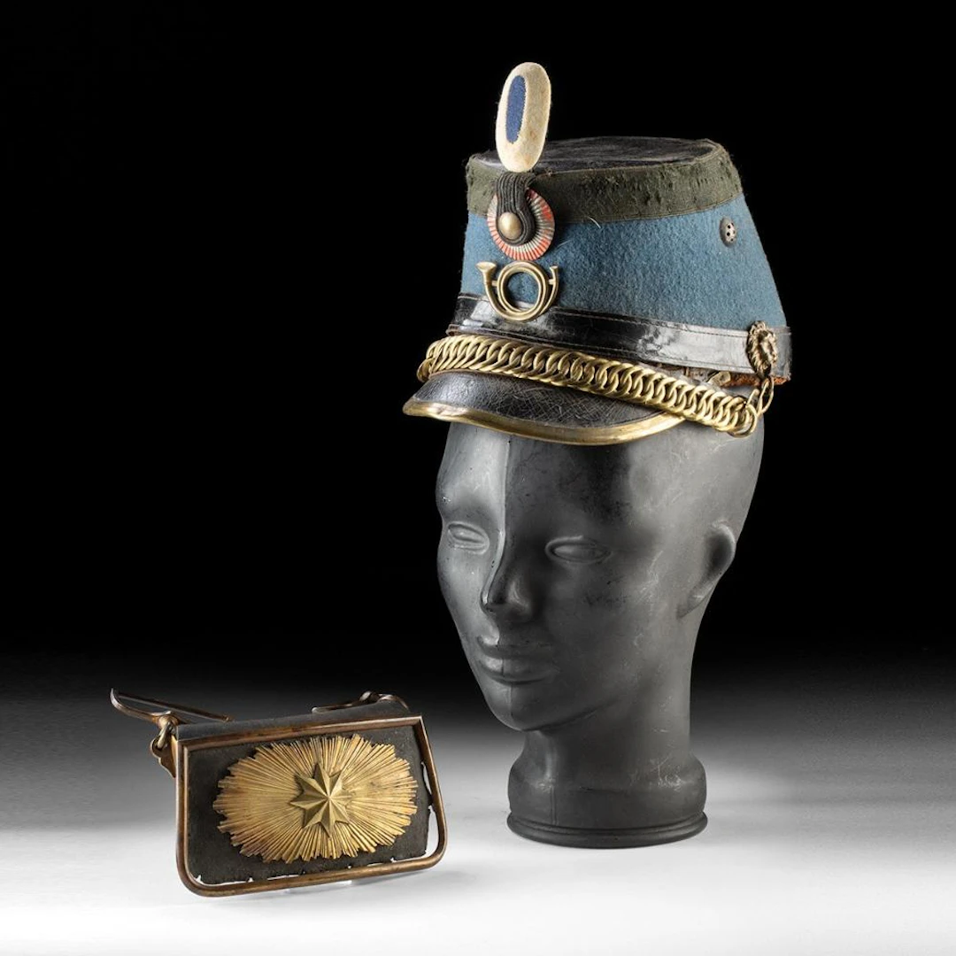 19th C. French Hussar Officer's Shako and Cartridge Pouch - Model 1872