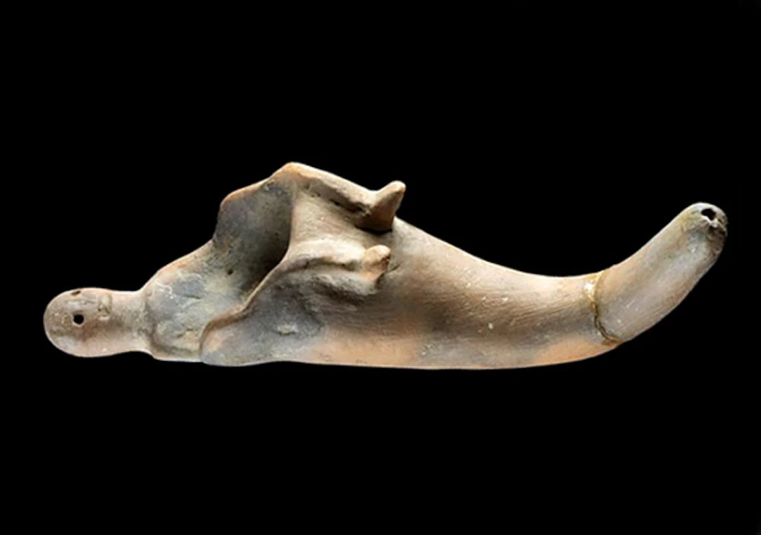 Mississippian Human Effigy Clay Pipe, Figure Straddling Bowl, ca. 1050–1350 CE