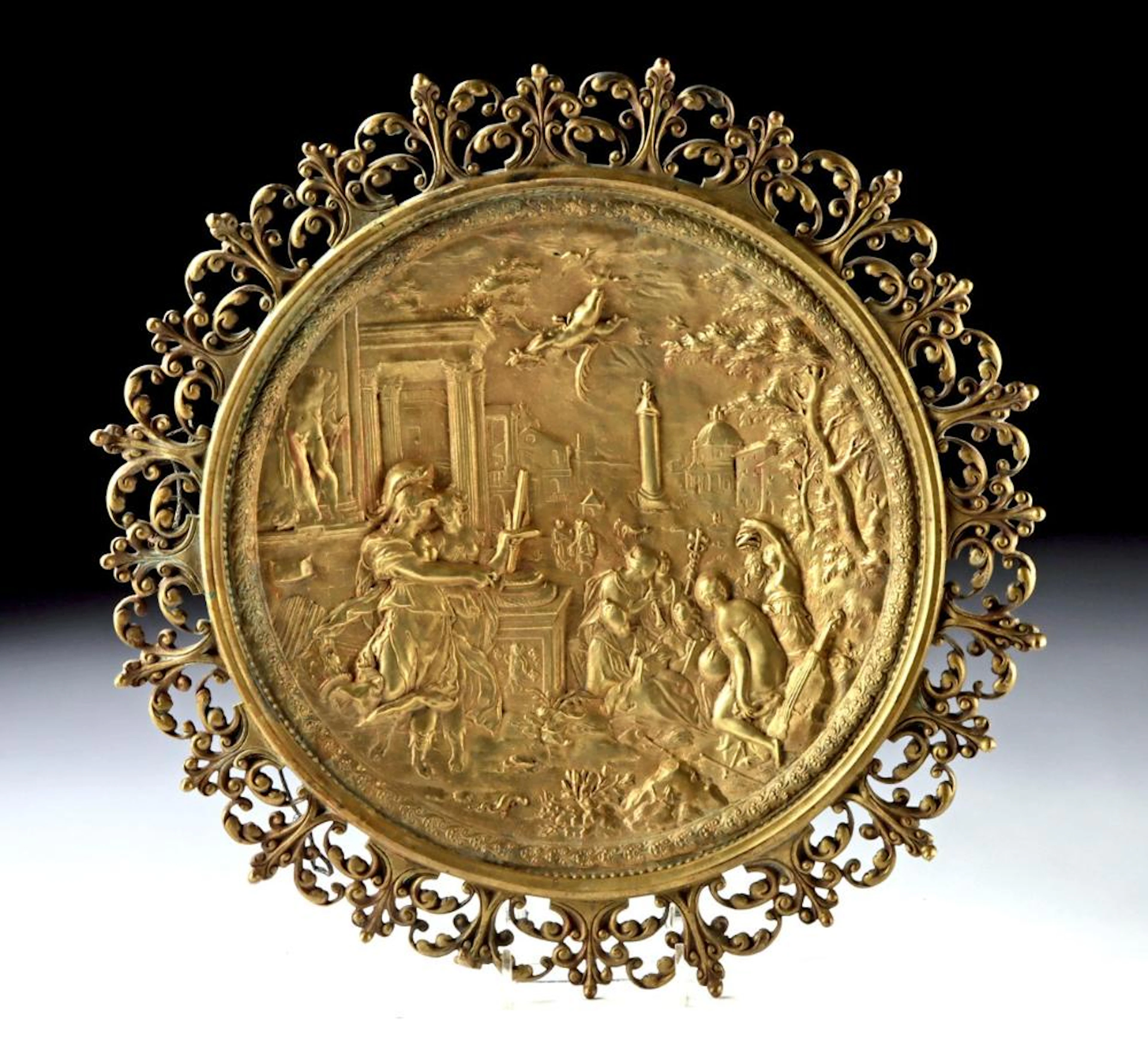 17th C. German Brass Relief Plaque After Hans Jacob Bayr (Minerva)