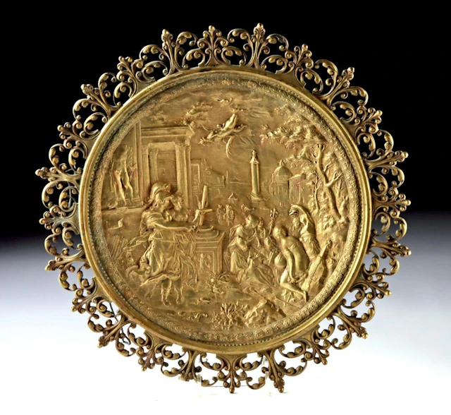 17th C. German Brass Relief Plaque After Hans Jacob Bayr (Minerva)