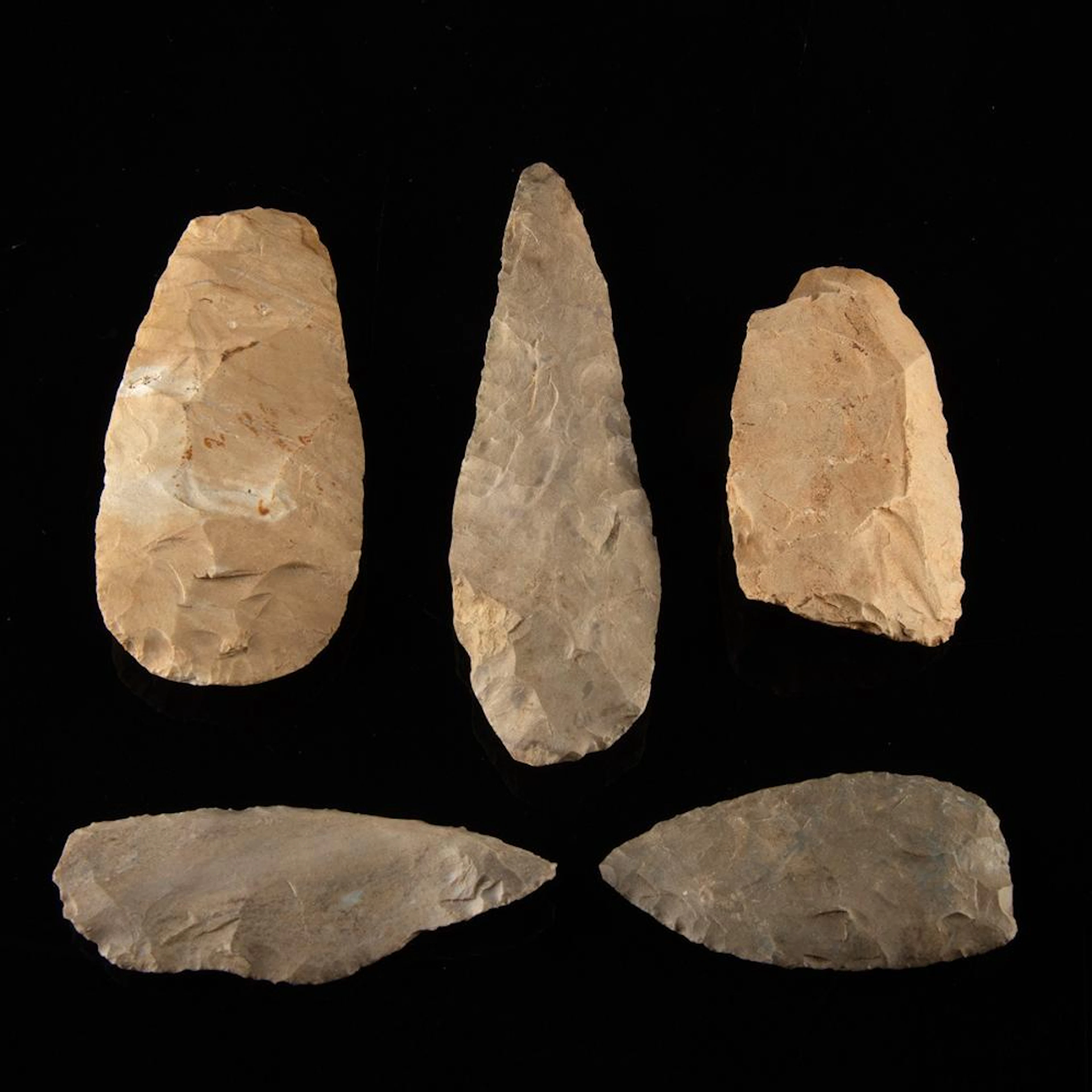 Five Native American Eastern Woodland Stone Tools