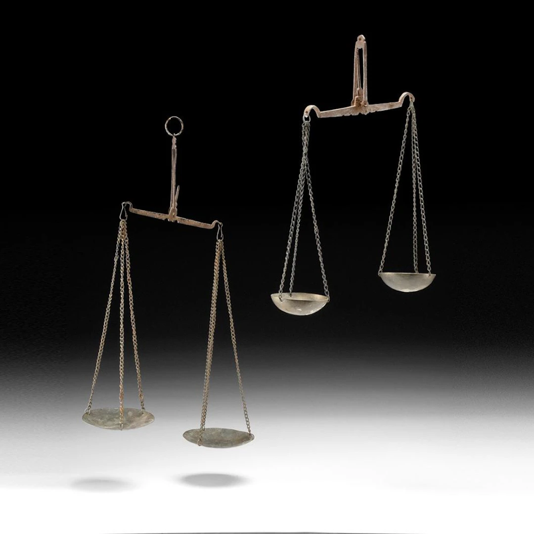 Two 19th C. Ottoman Brass & Iron Balance Pan Scales