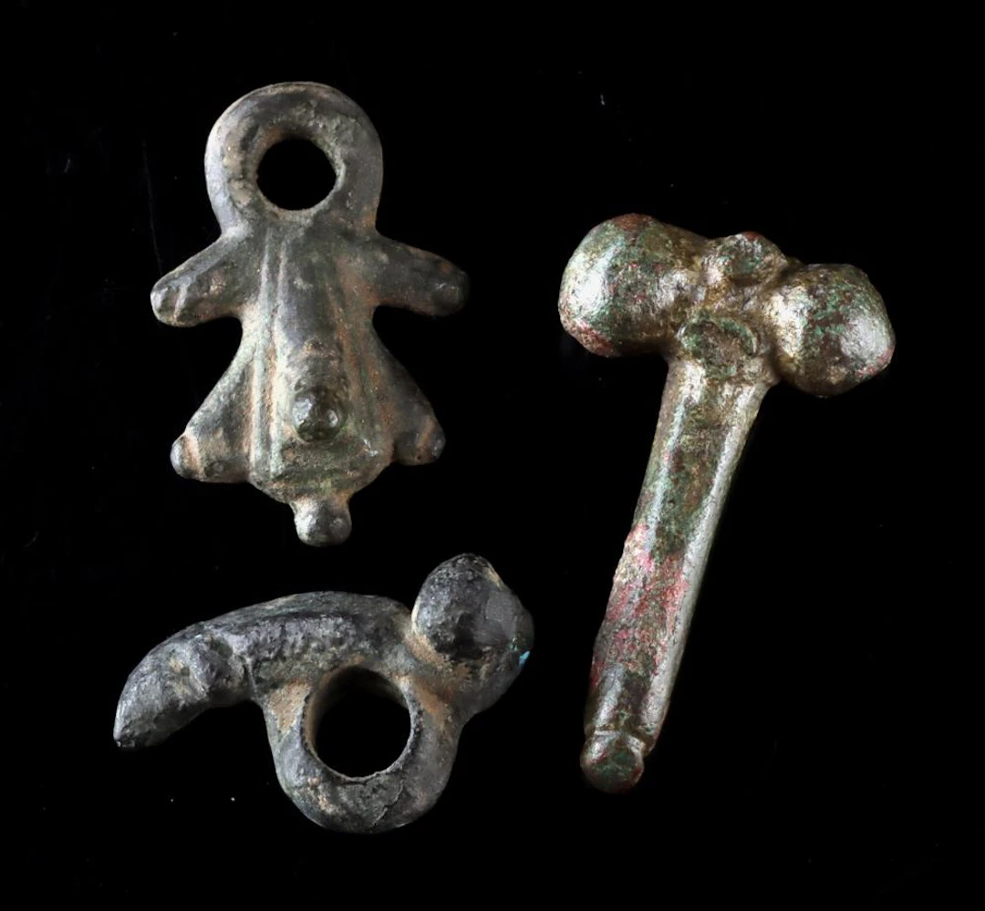 Roman Bronze Fascinum Amulets, Set of 3