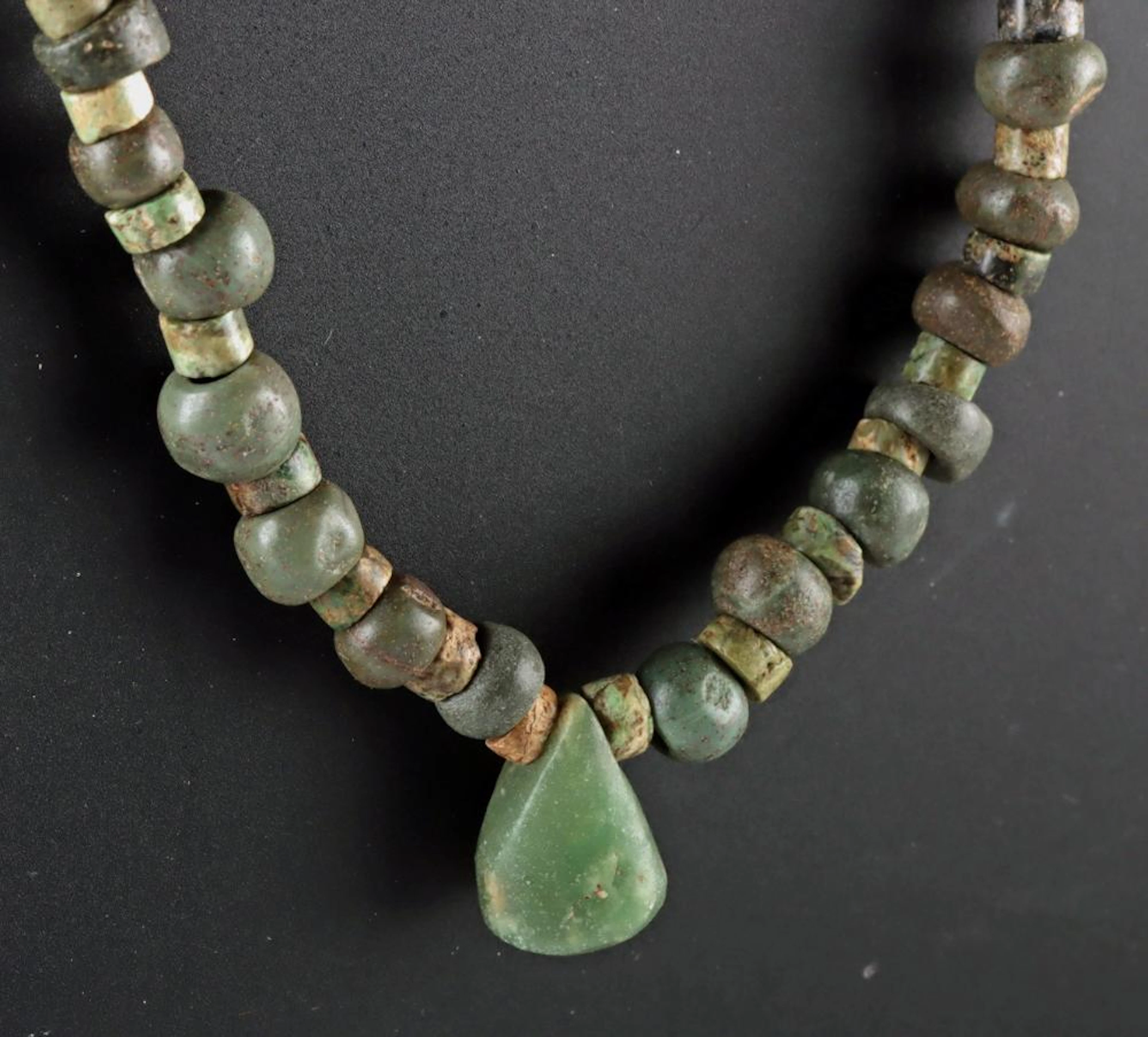 Ancient Guerrero Mezcala Greenstone Bead Necklace