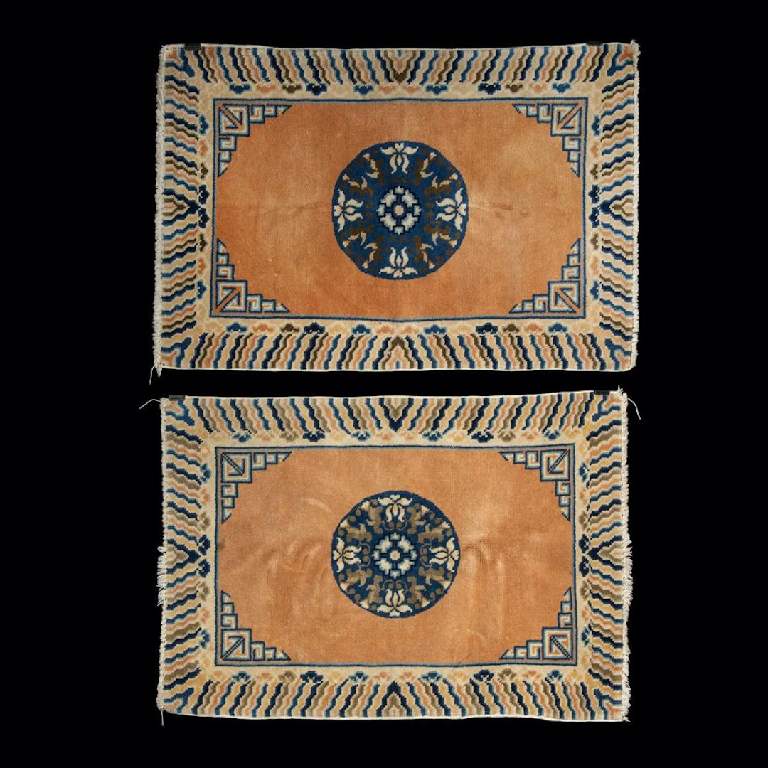 Early 20th C. Peking Chinese Wool Rugs - Pair with Medallions