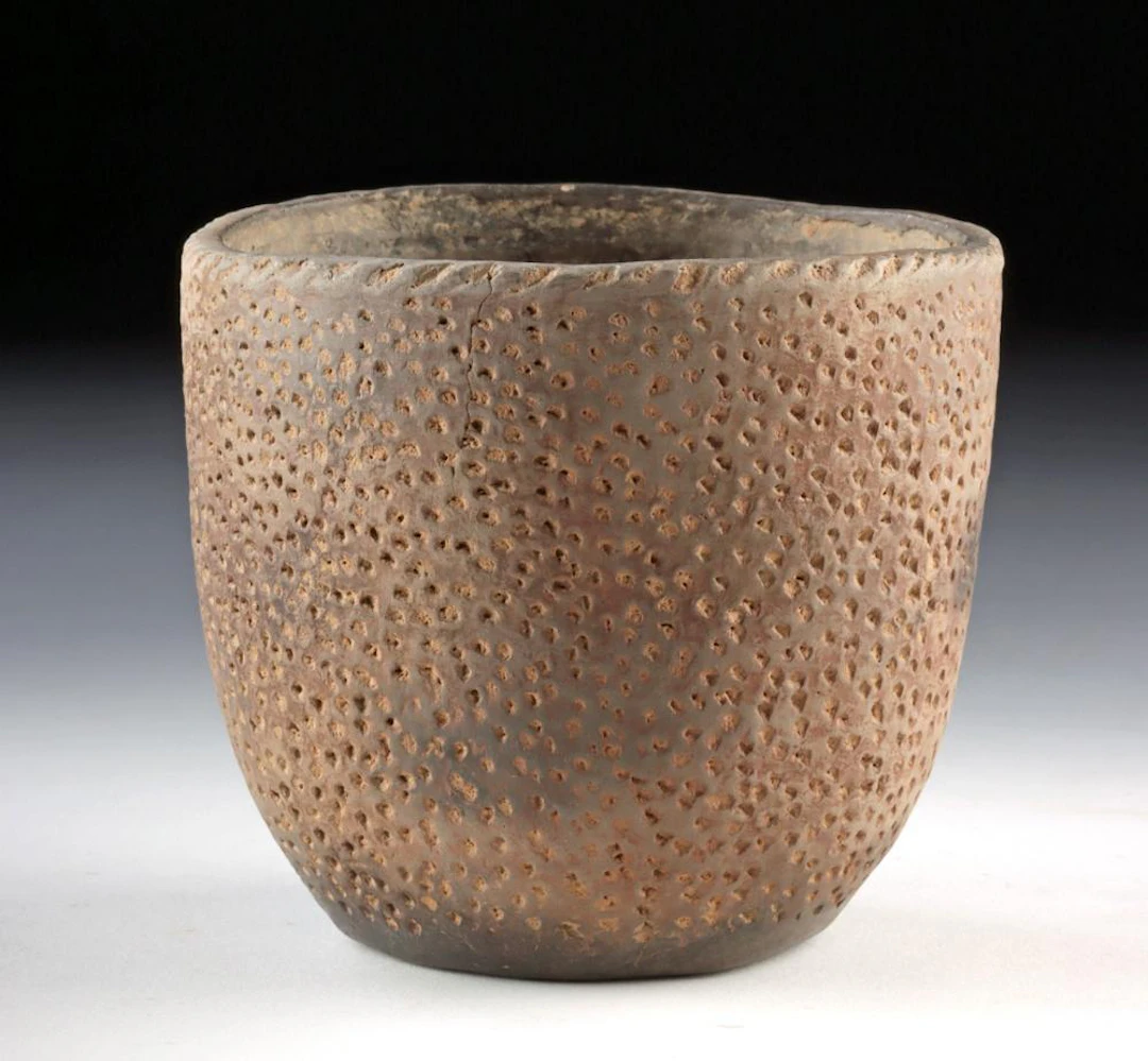 Rare Mississippian Pottery Punctate Jar