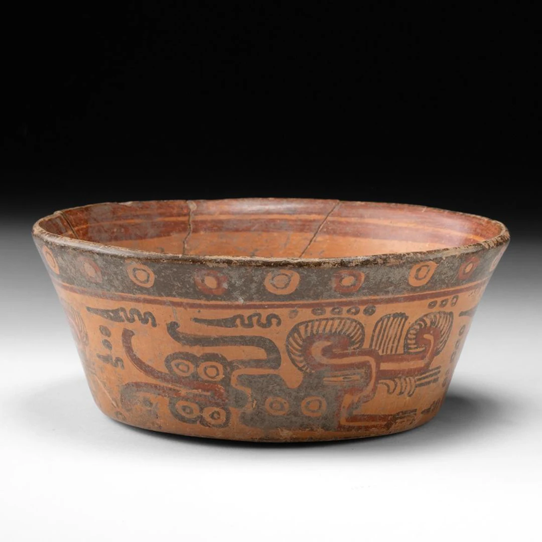 Maya Copador Polychrome Bowl | Avian Motifs, Pseudoglyph Band