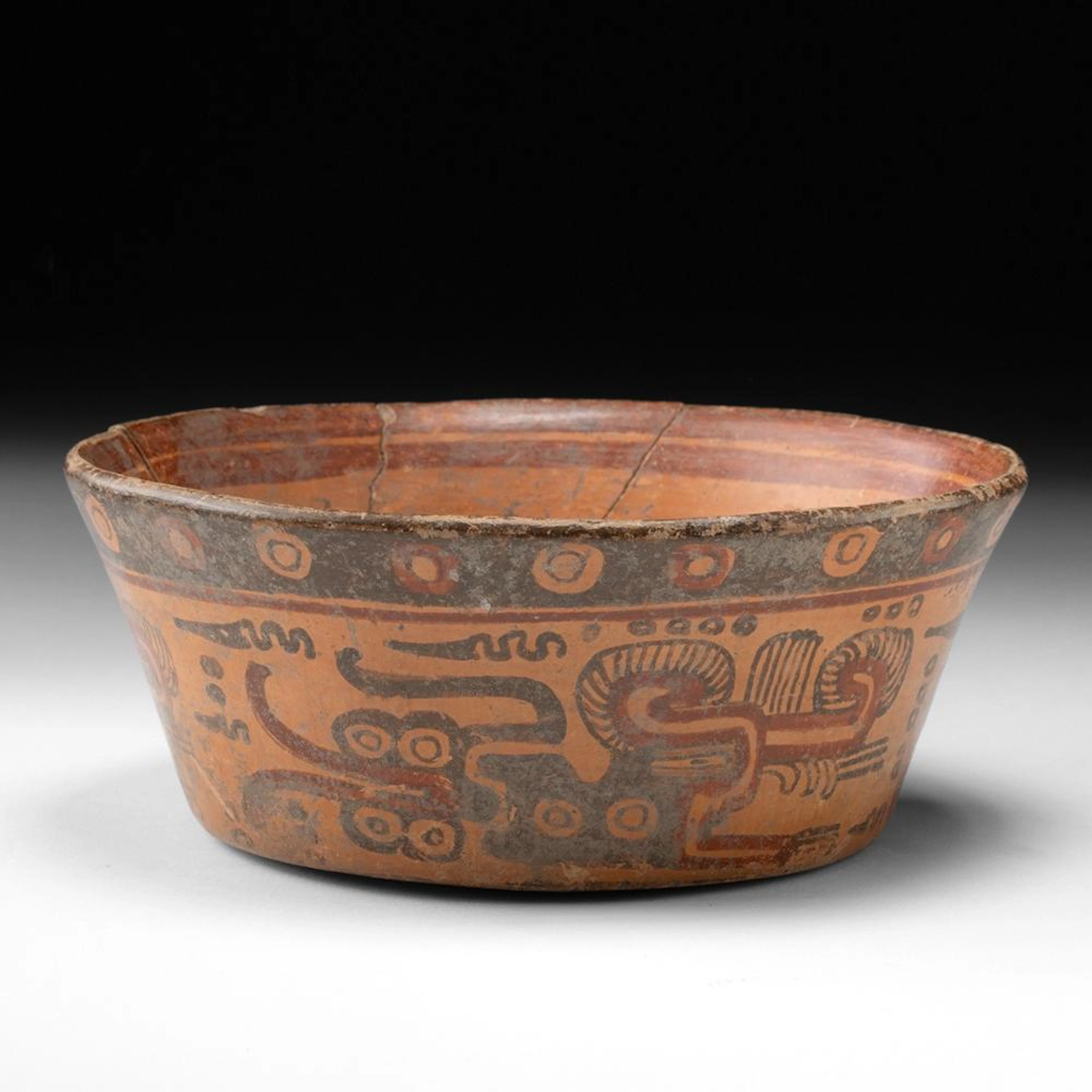 Maya Copador Polychrome Bowl | Avian Motifs, Pseudoglyph Band