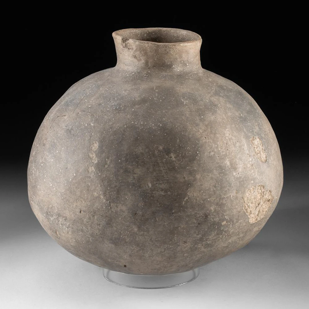 Large Mississippian Pottery Olla - Globular Jar with Short Collar