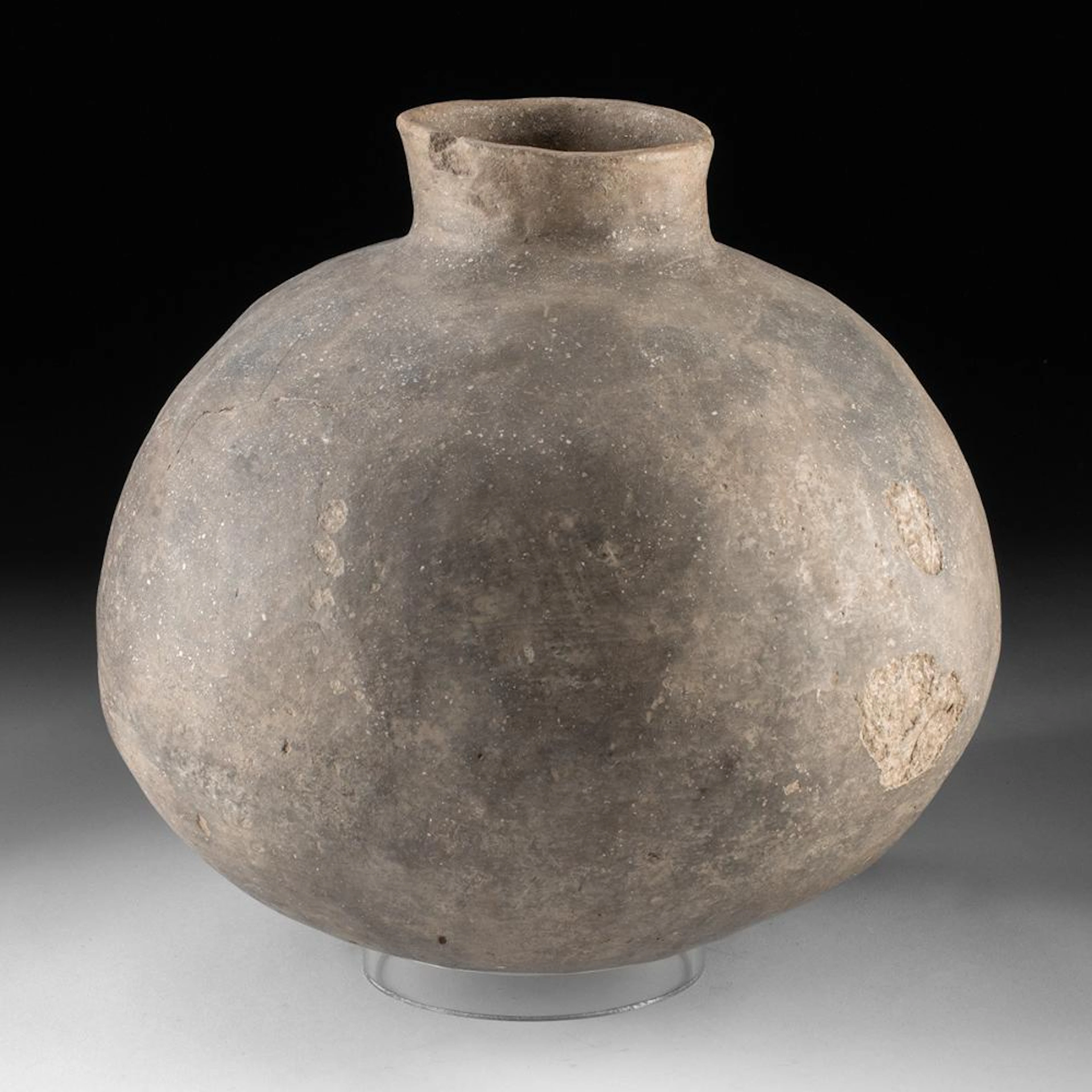 Large Mississippian Pottery Olla - Globular Jar with Short Collar