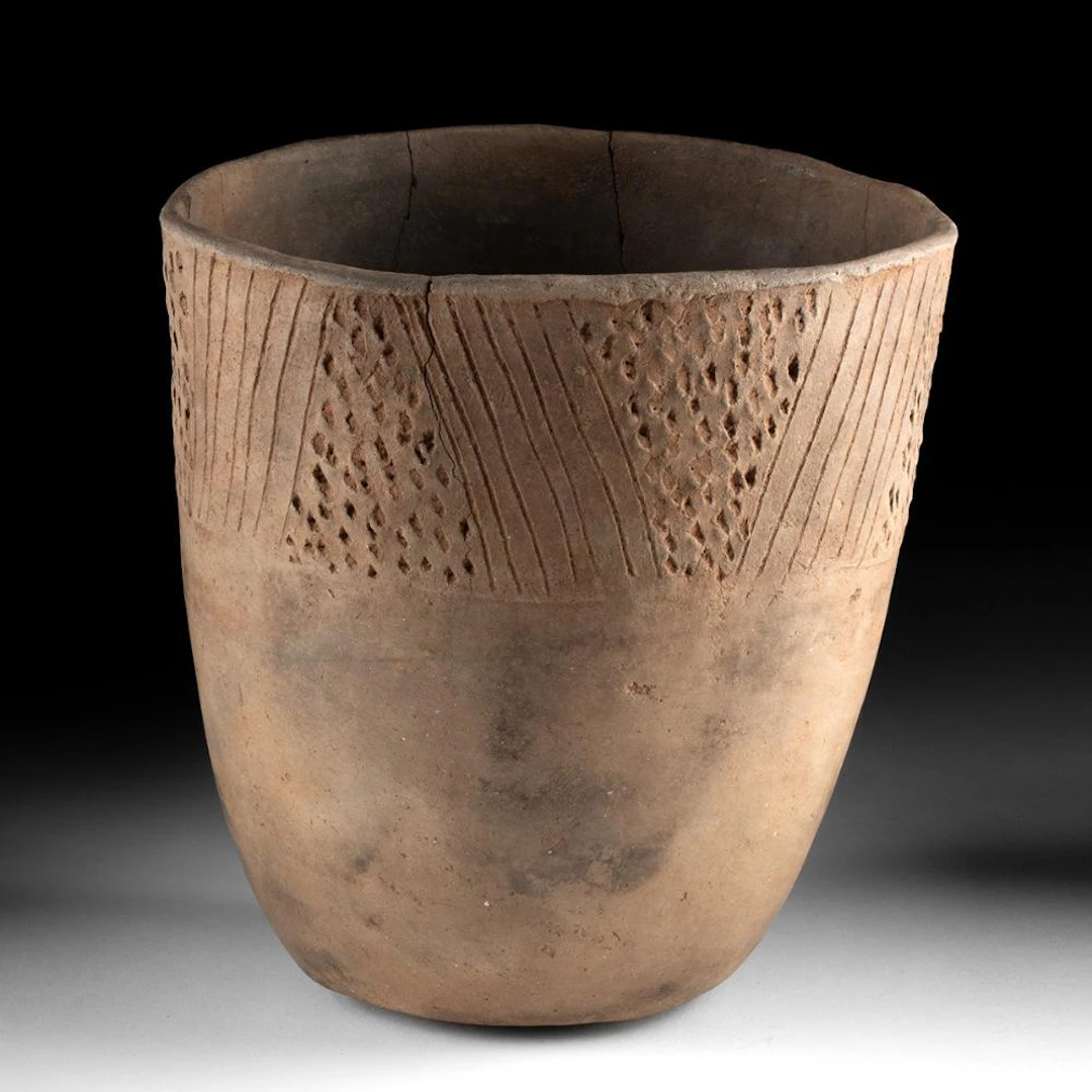 Caddo Incised and Punctated Pottery Jar, Mississippian Era