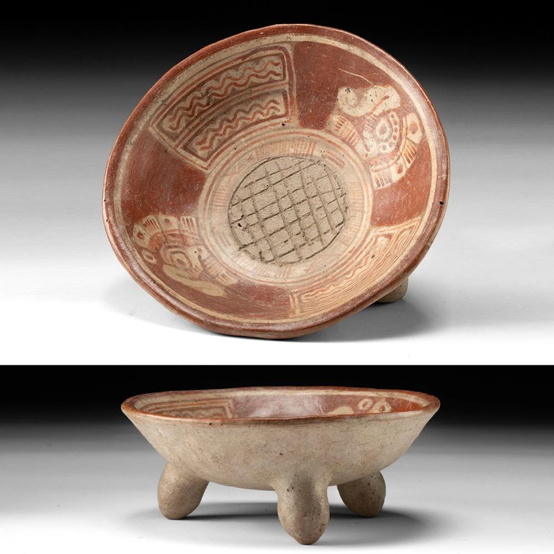 Mixtec Tripod Rattle Molcajete with Painted Panels