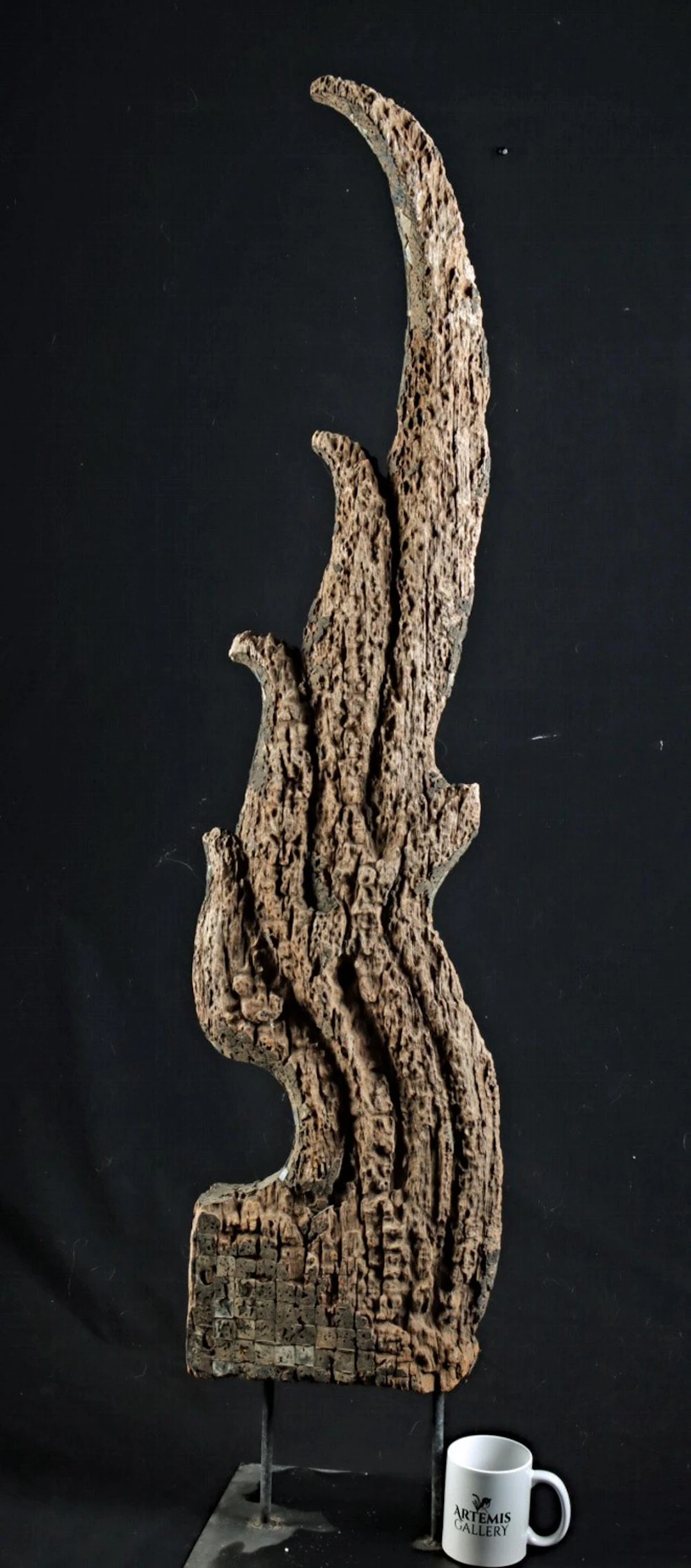 19th C. Thai Teak Architectural Naga Crest w/ Inlays