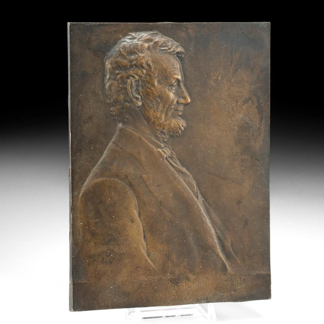 Victor David Brenner Abraham Lincoln Portrait Relief Plaque, 1907