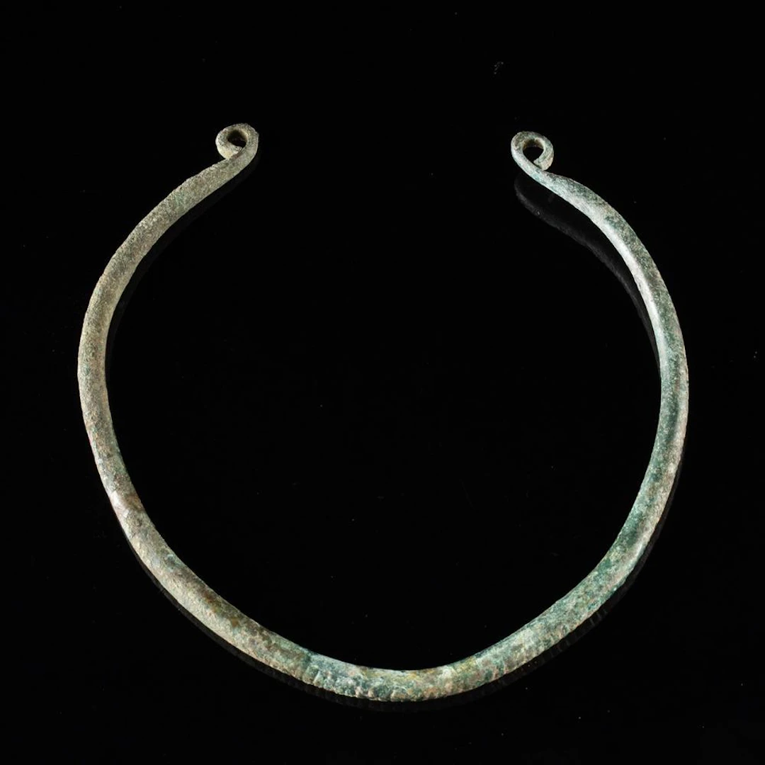 Early European Torc with Spiral Loop Terminals and Incised Lines