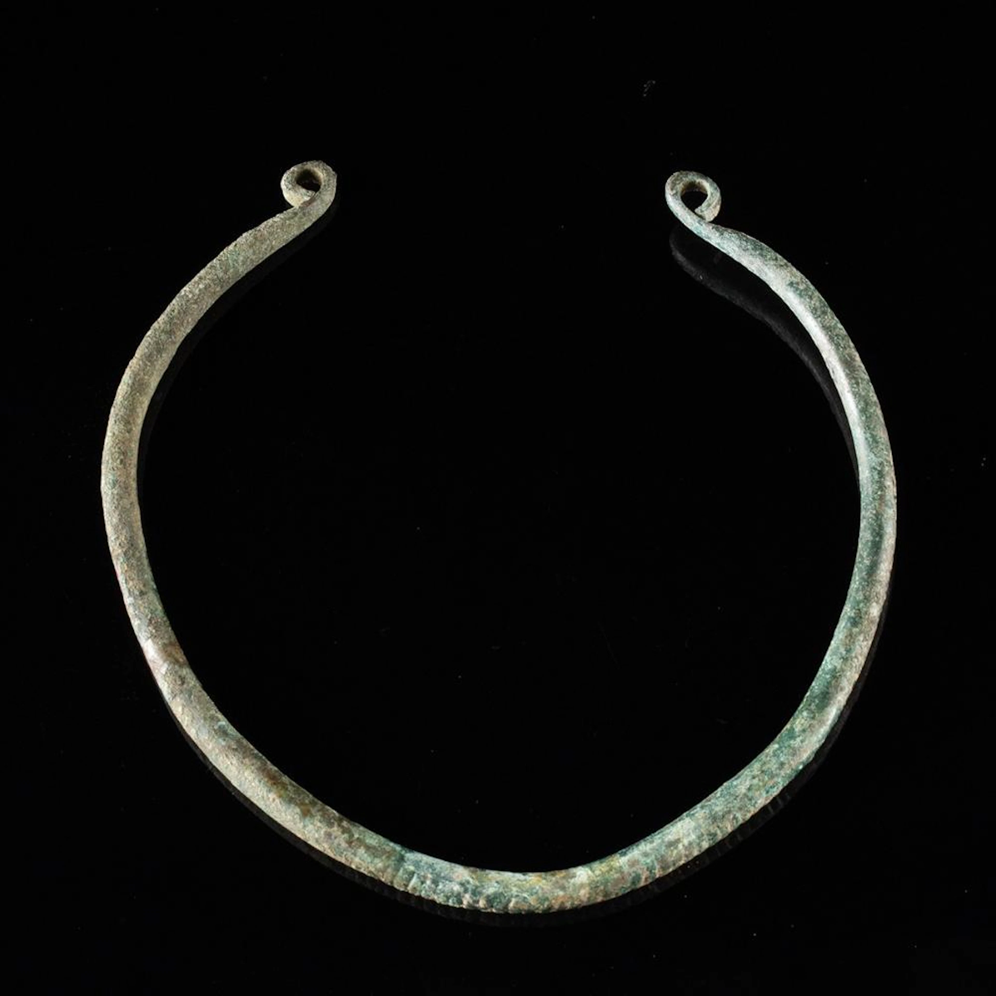 Early European Torc with Spiral Loop Terminals and Incised Lines