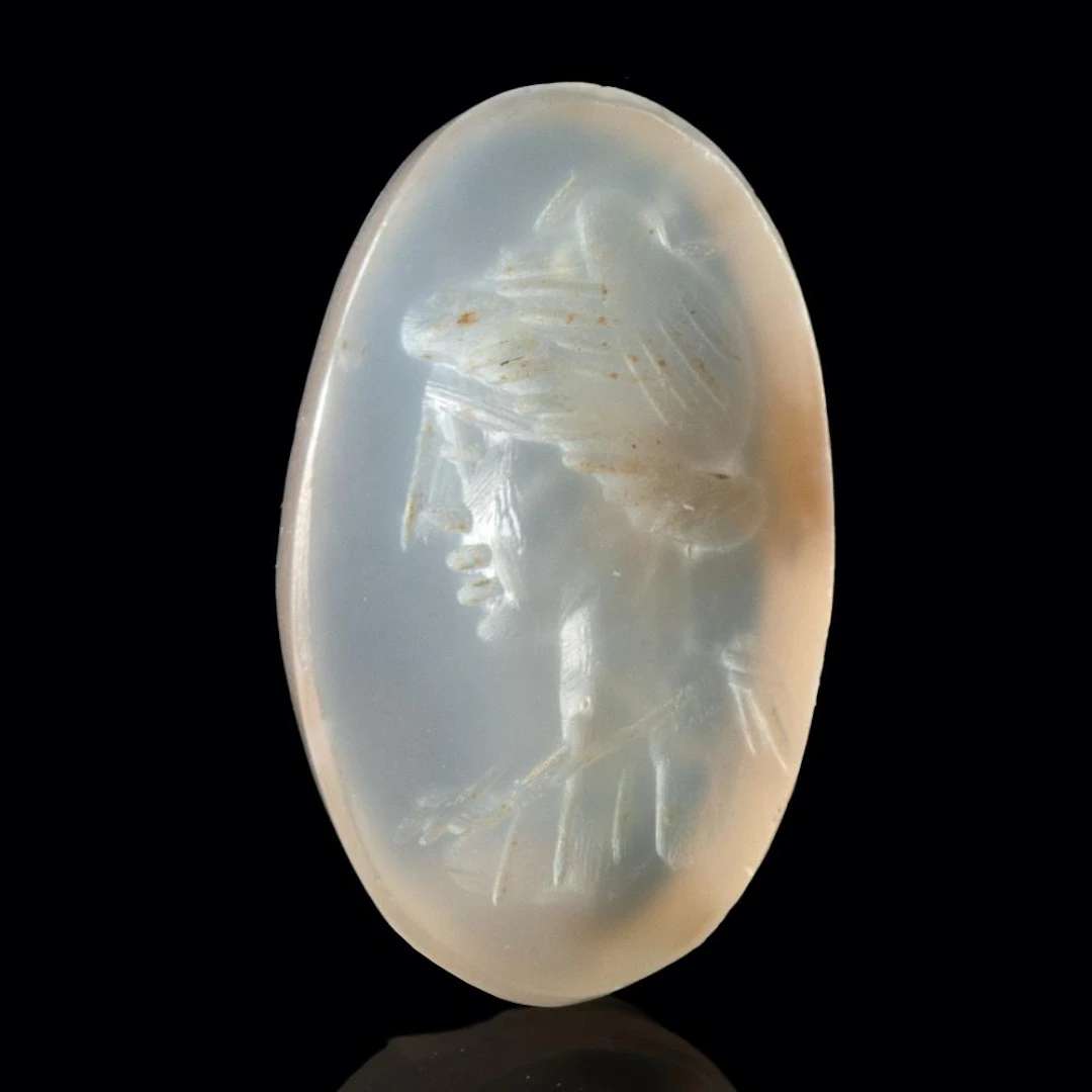 Roman Chalcedony Intaglio with Crowned Female Bust