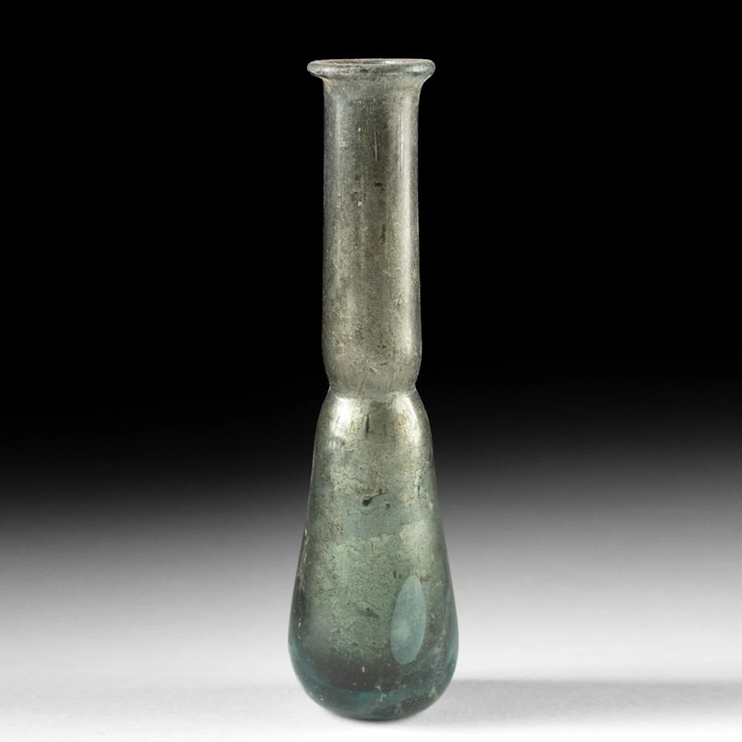 Roman Free-Blown Glass Perfume Bottle, Long-Neck Candlestick Type