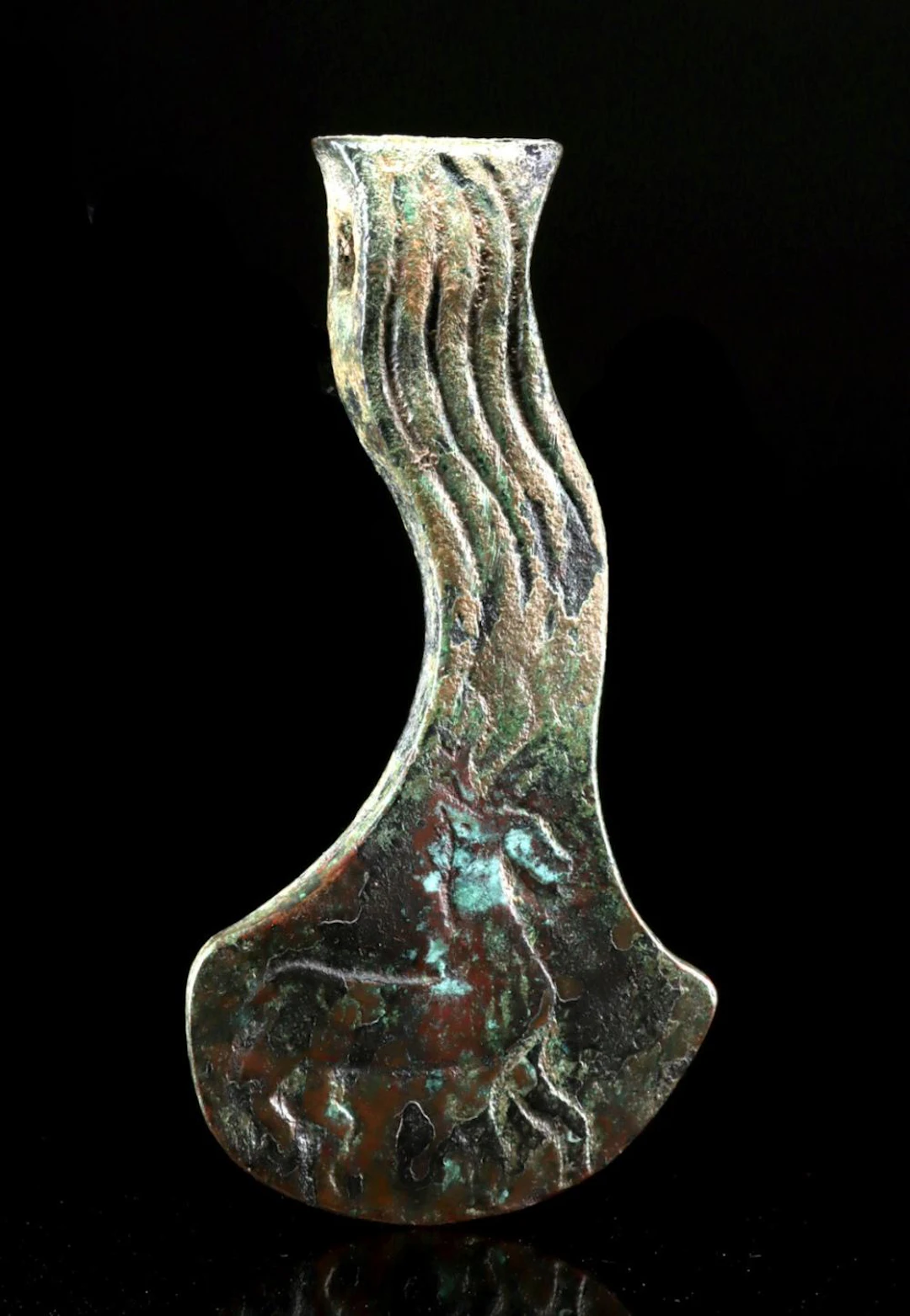 Bronze Age Koban Culture Votive Axe w/ Stag Motifs