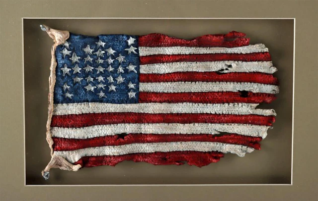 Patrick Amiot Mixed Media American Flag Sculpture, 33 Stars