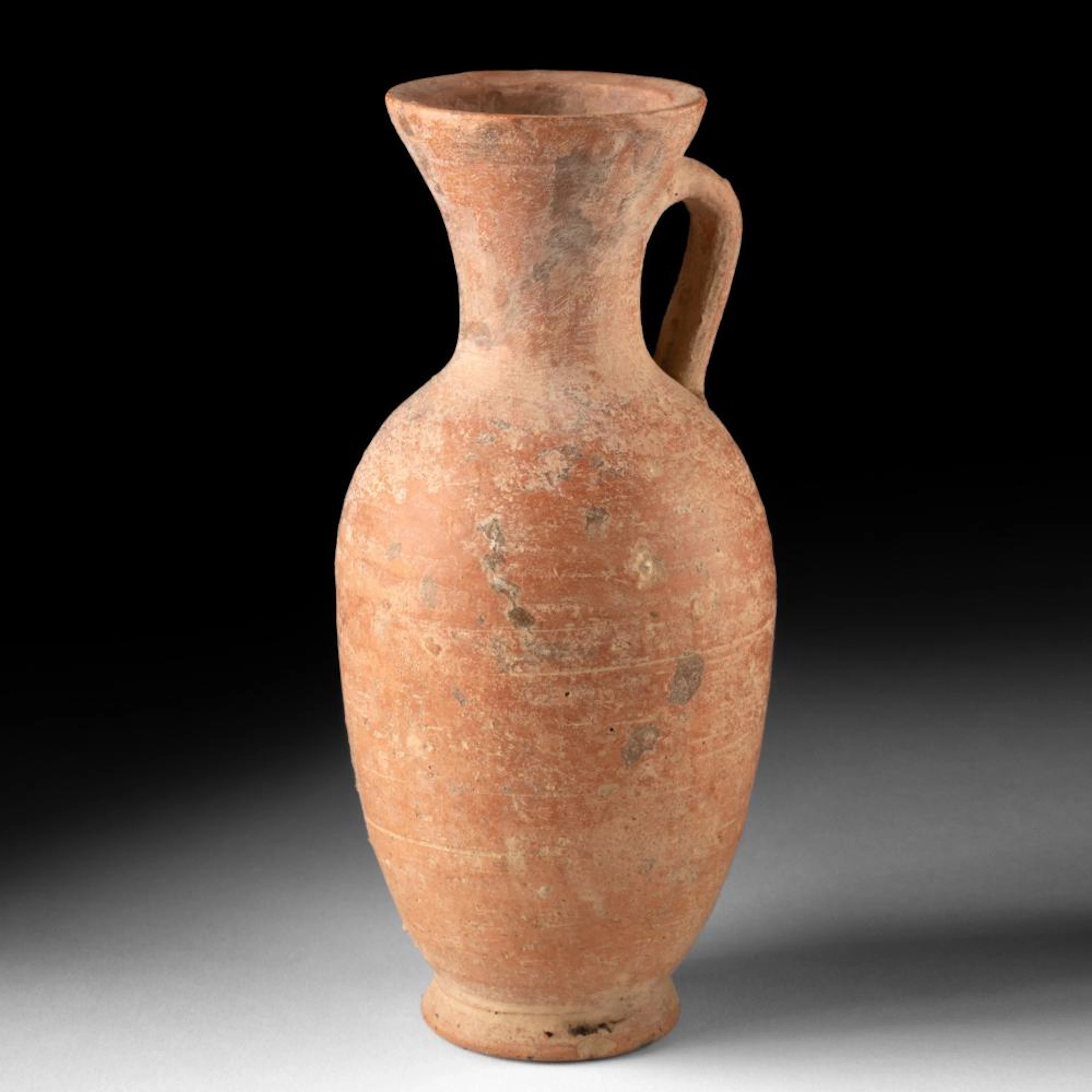 Holy Land Terracotta Juglet with Flared Mouth and Strap Handle