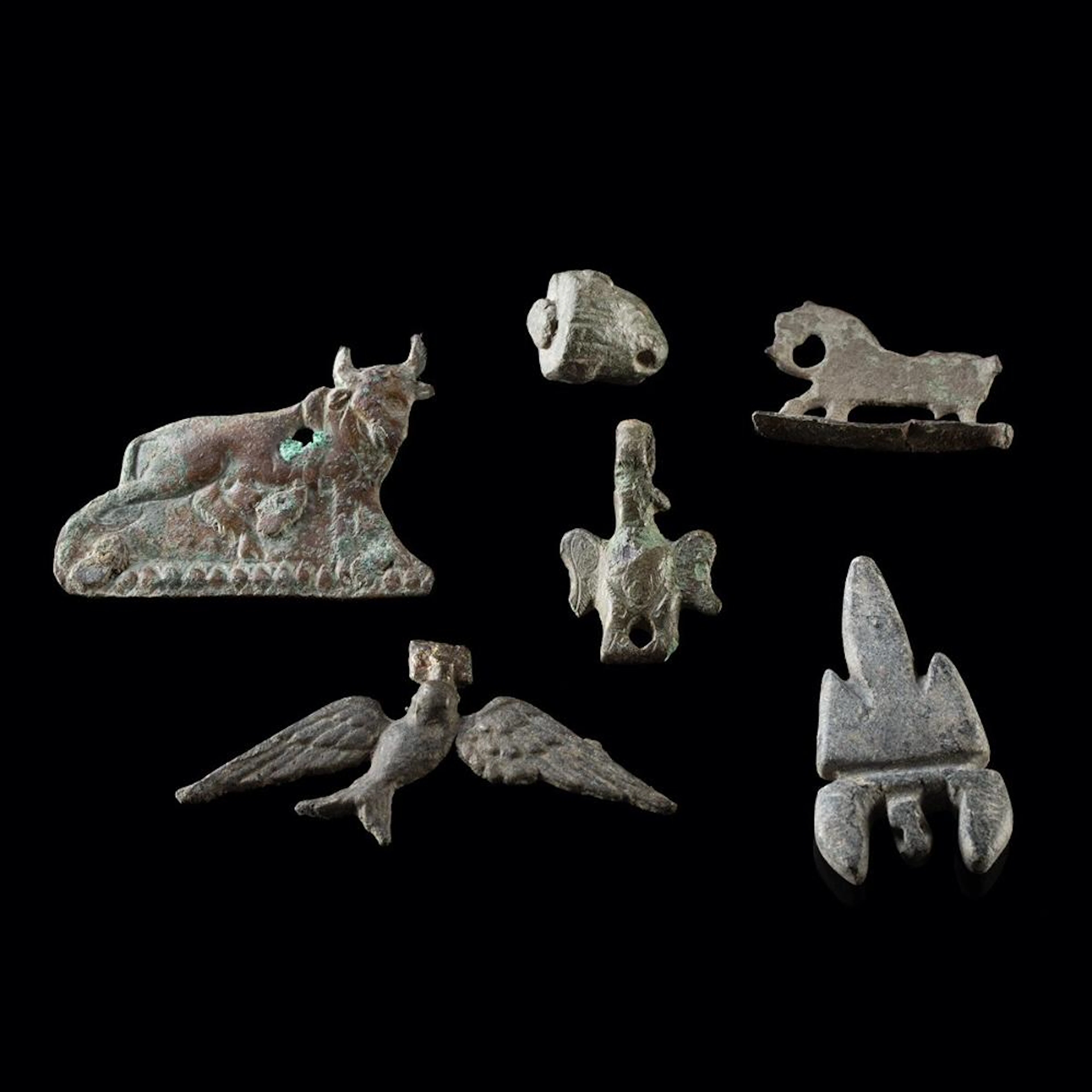 Six Ancient Bronze Amulets | 5 Roman Animals + Bactrian Abstract