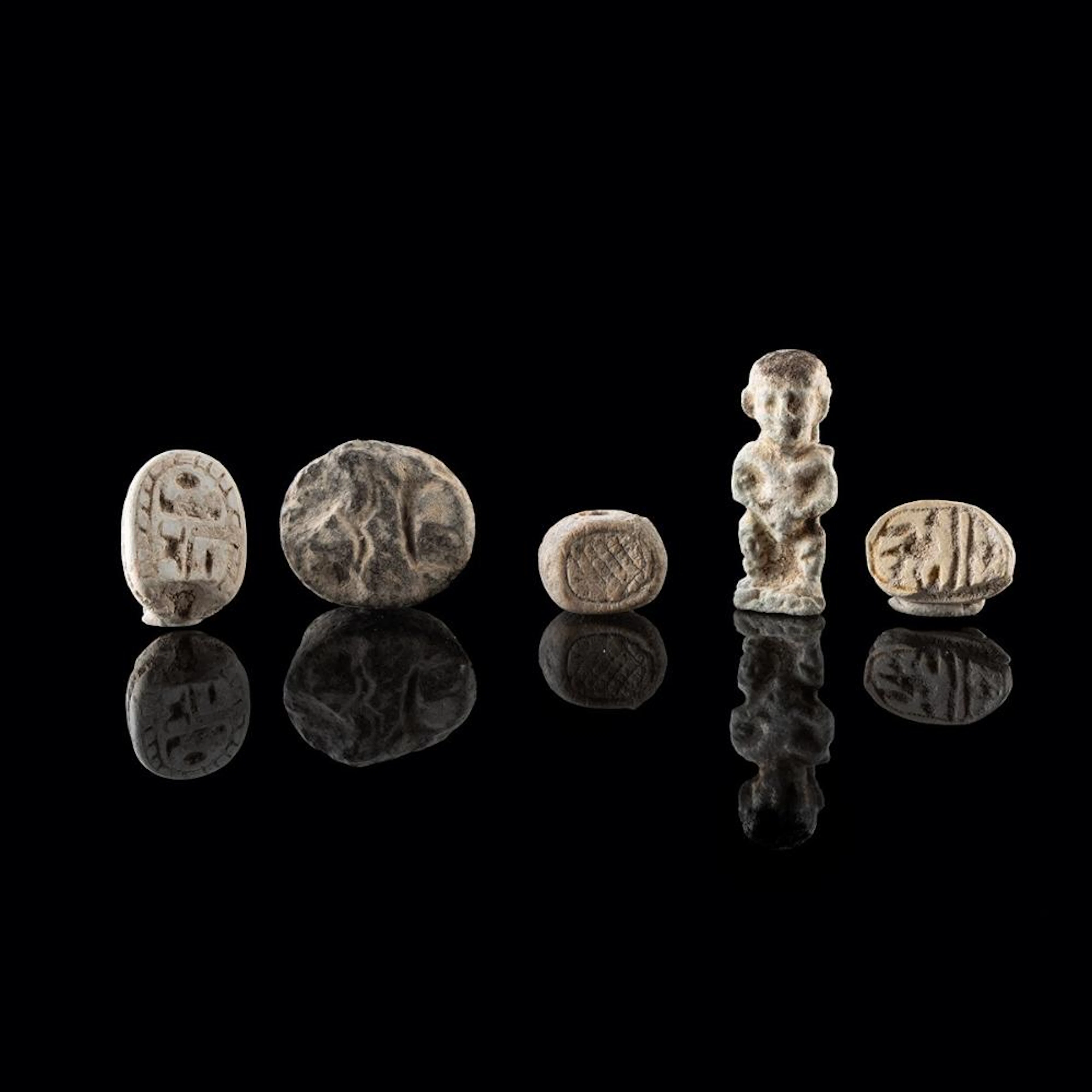 Egyptian Faience Pataikos Amulet, Scarabs and Scaraboids, Late Dynastic
