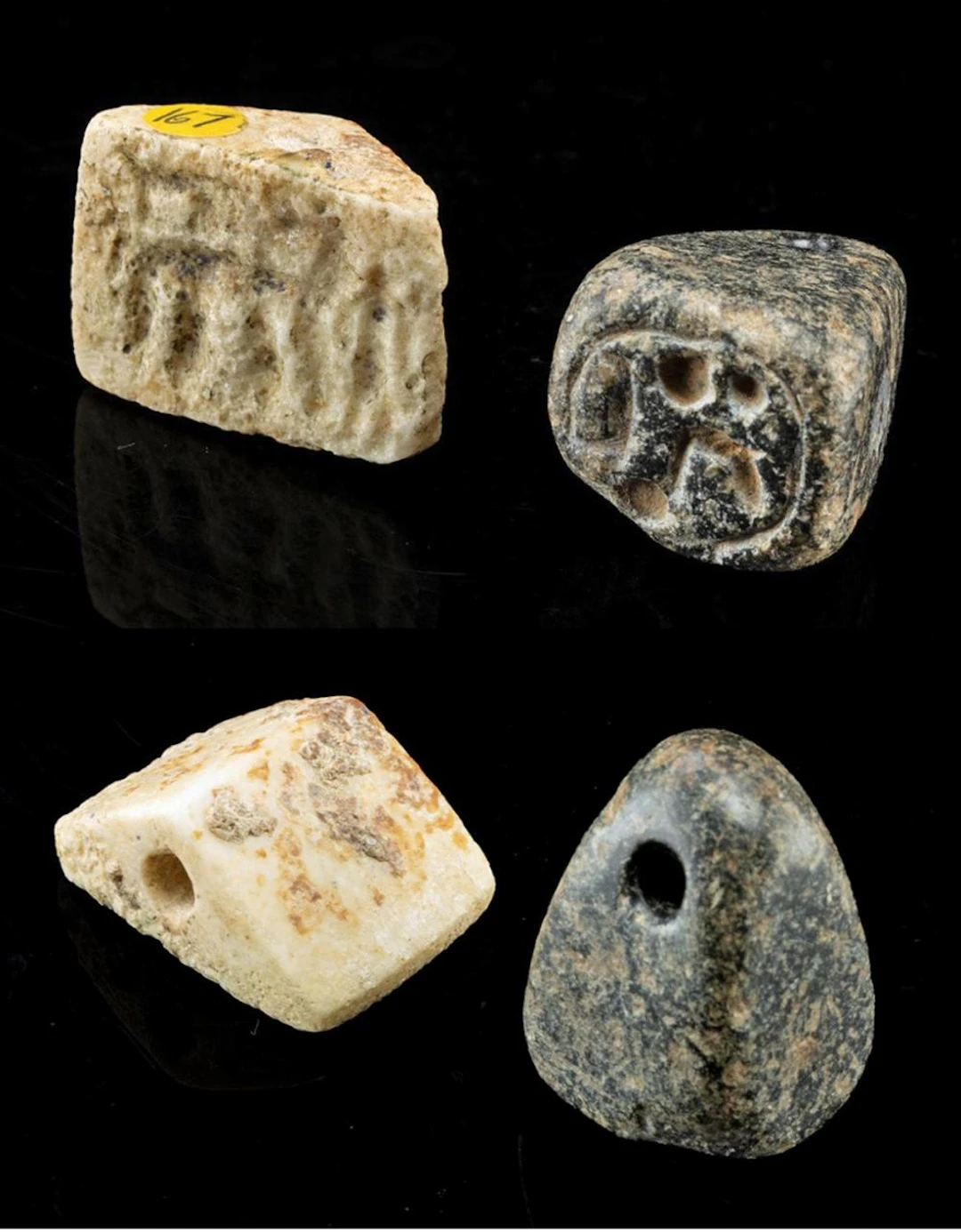 Anatolian Stone Stamp Seals | Pyramidal Cilician Seal + Quadruped Wedge Seal